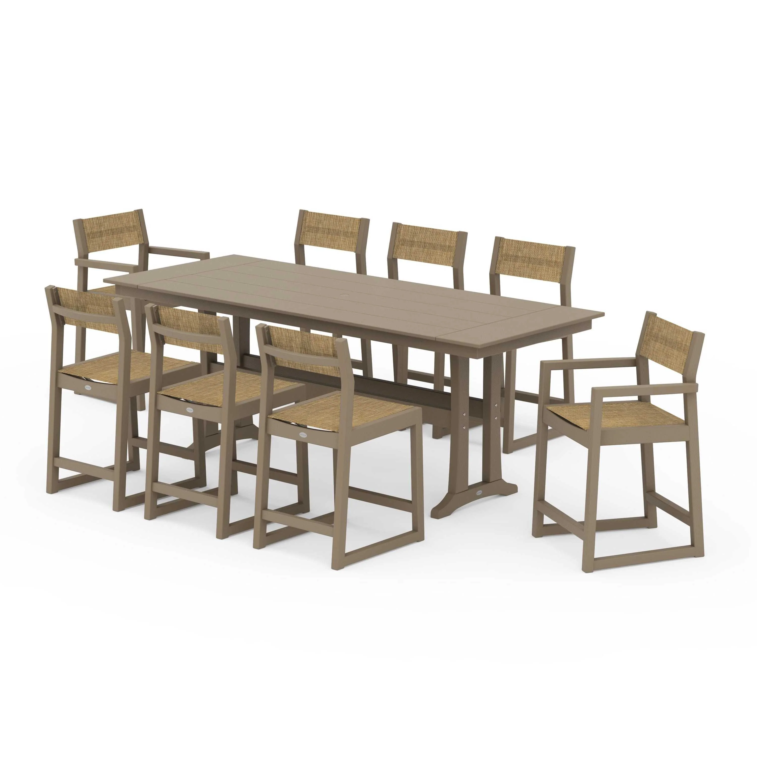 EDGE Sling 9-Piece Farmhouse Counter Set with Trestle Legs - Image 134