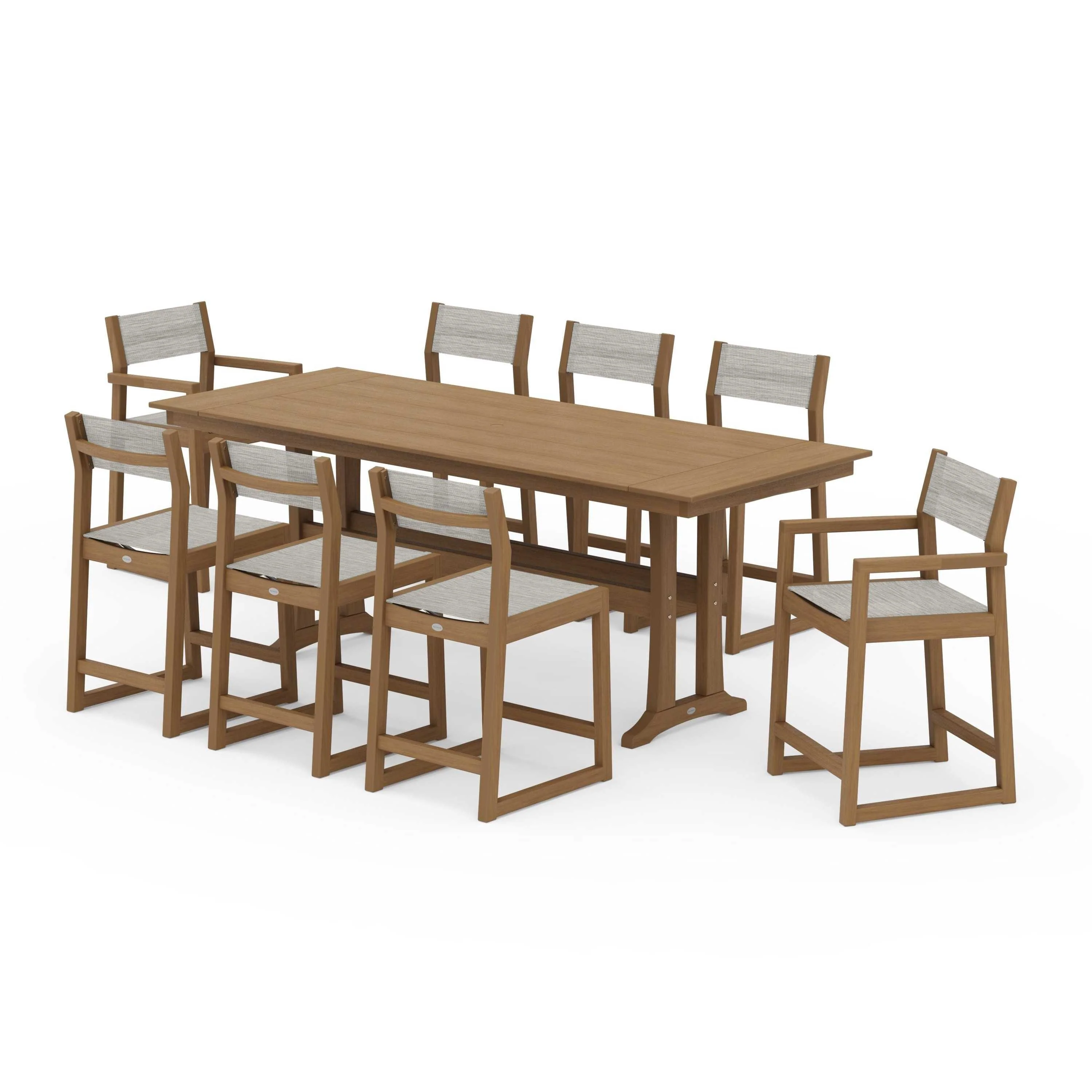 EDGE Sling 9-Piece Farmhouse Counter Set with Trestle Legs - Image 136