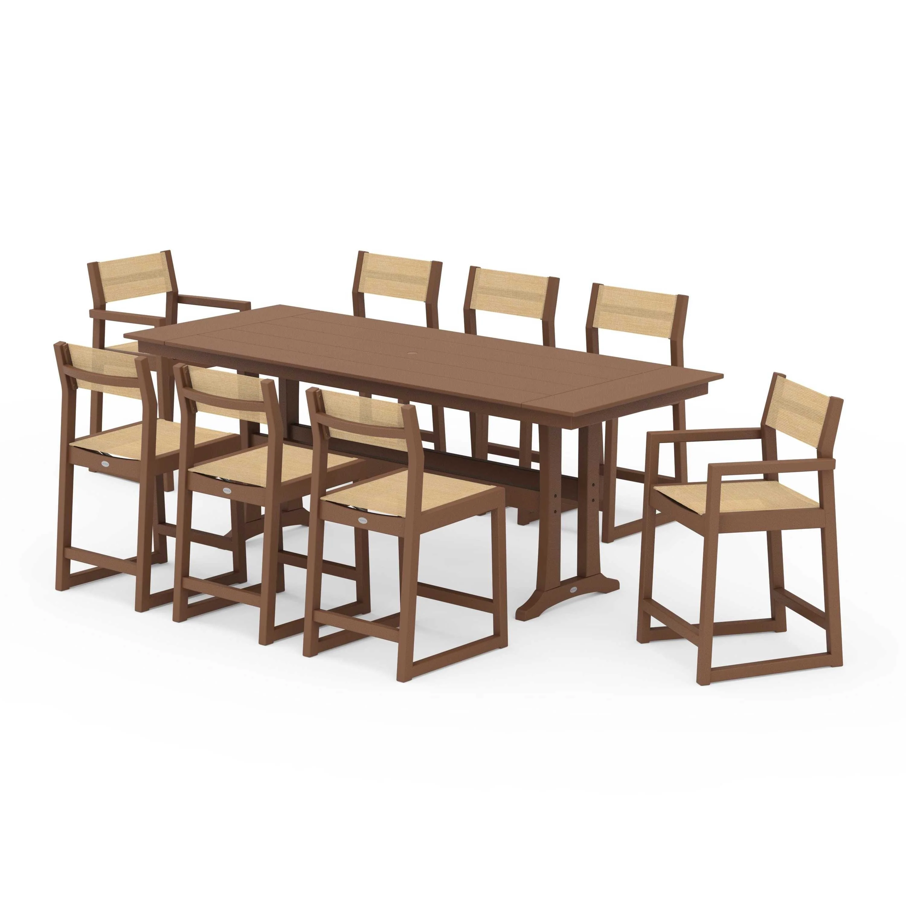 EDGE Sling 9-Piece Farmhouse Counter Set with Trestle Legs - Image 138