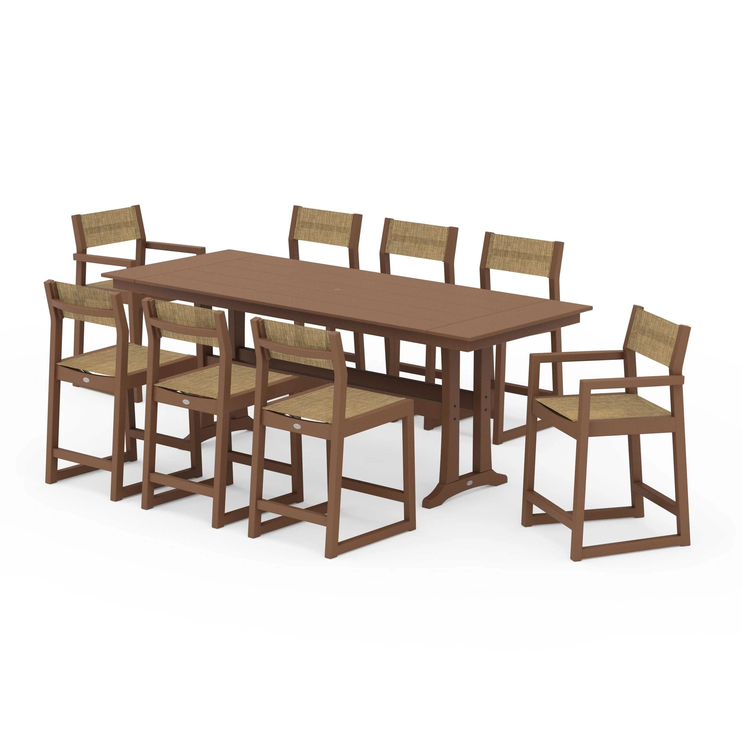 EDGE Sling 9-Piece Farmhouse Counter Set with Trestle Legs - Image 139