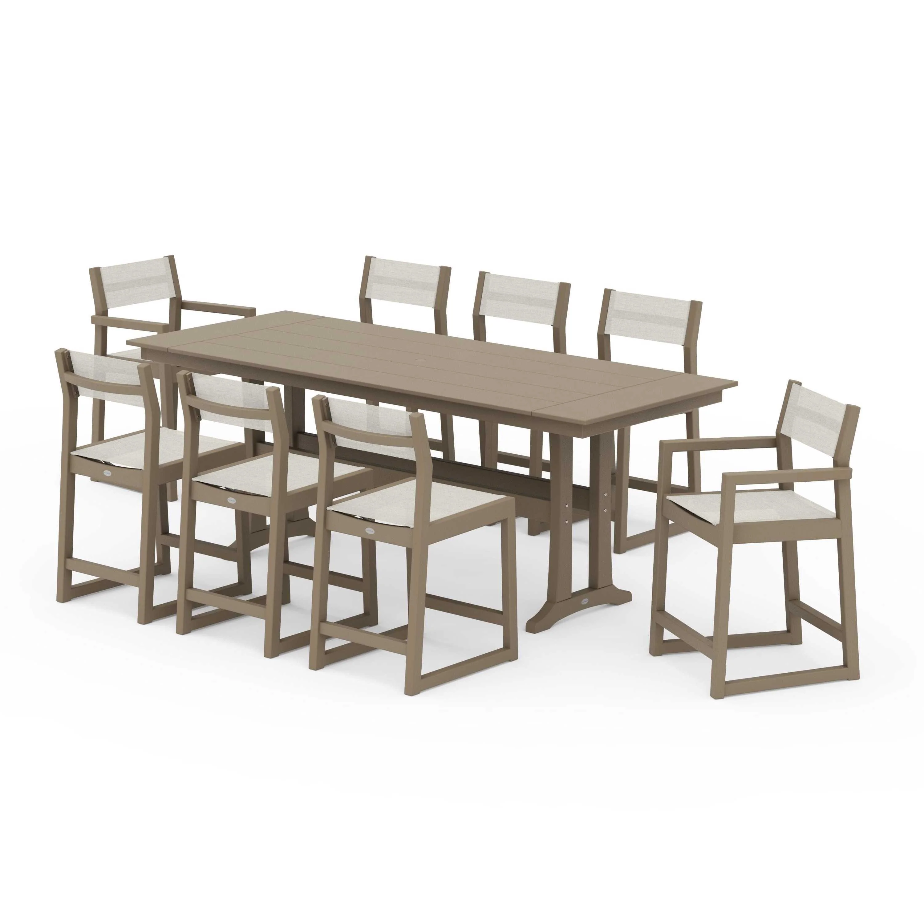 EDGE Sling 9-Piece Farmhouse Counter Set with Trestle Legs - Image 140
