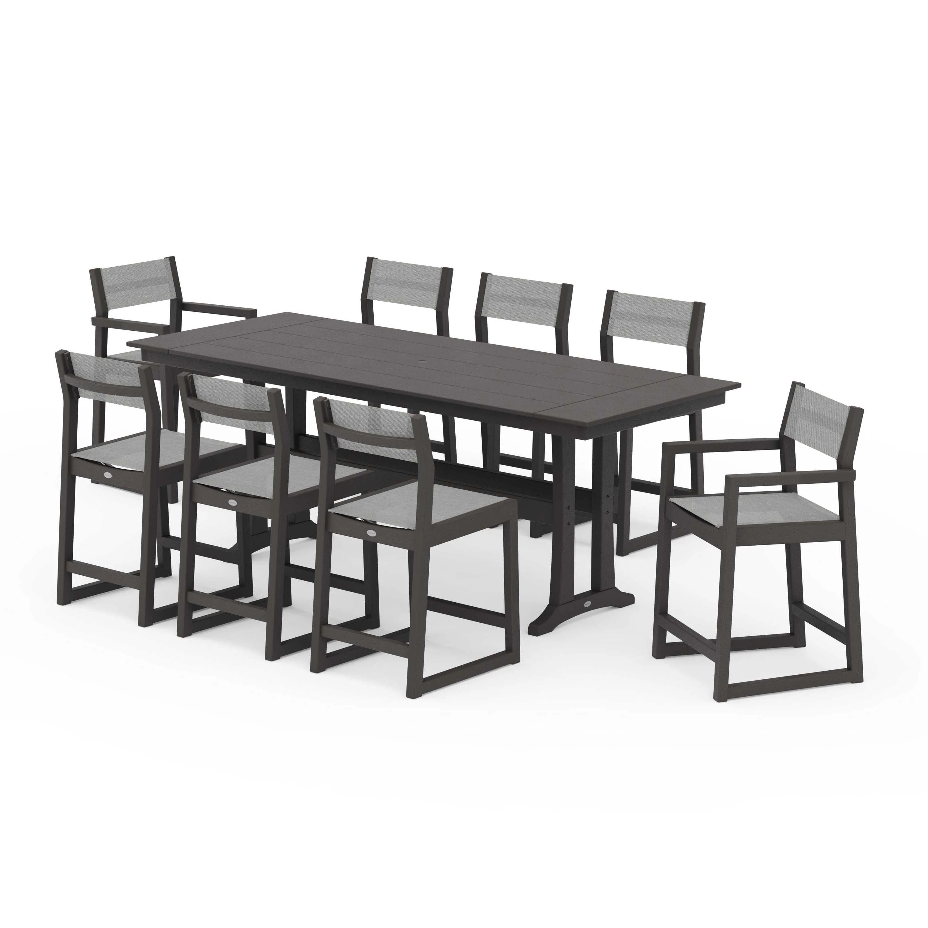 EDGE Sling 9-Piece Farmhouse Counter Set with Trestle Legs - Image 143