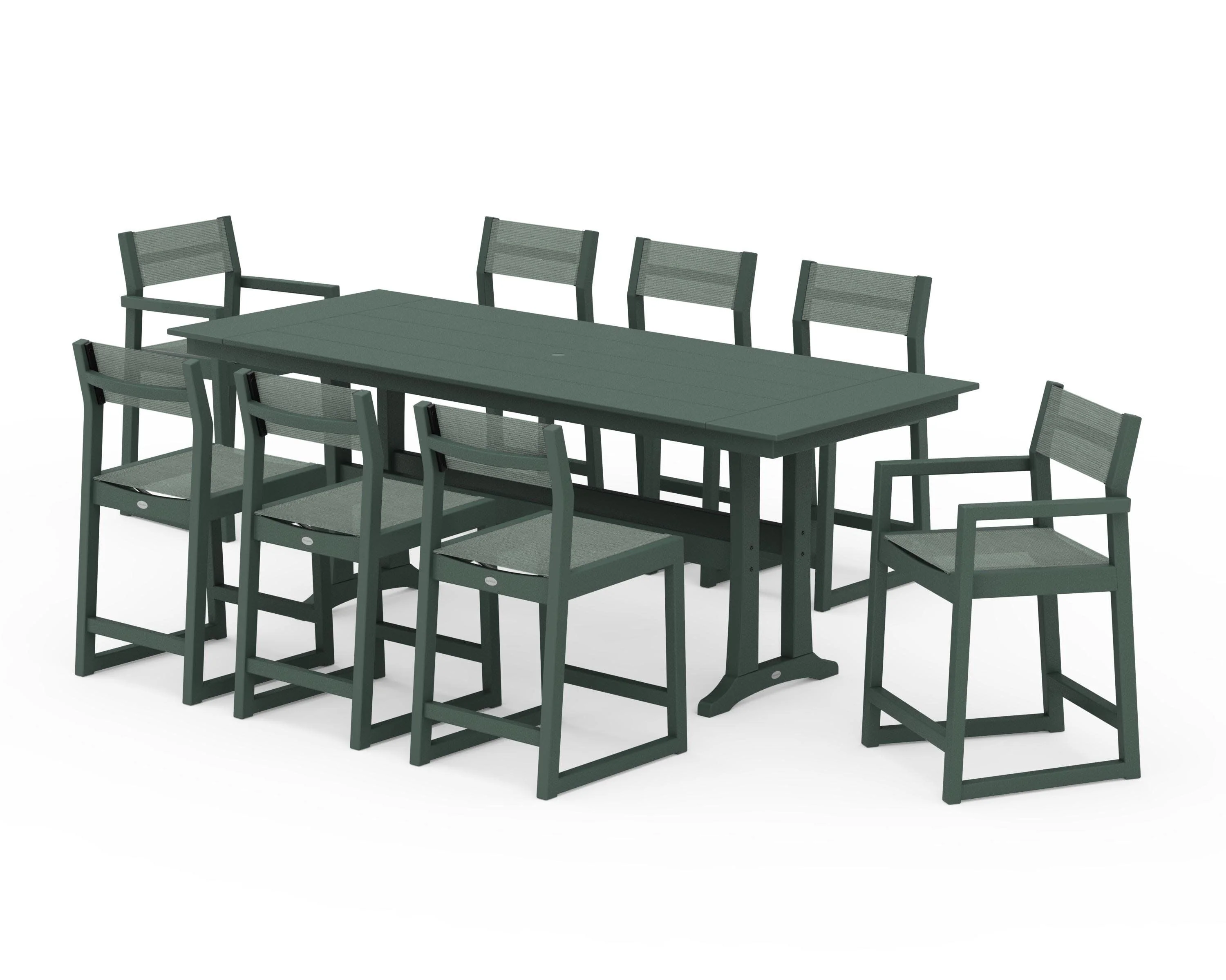 EDGE Sling 9-Piece Farmhouse Counter Set with Trestle Legs - Image 23