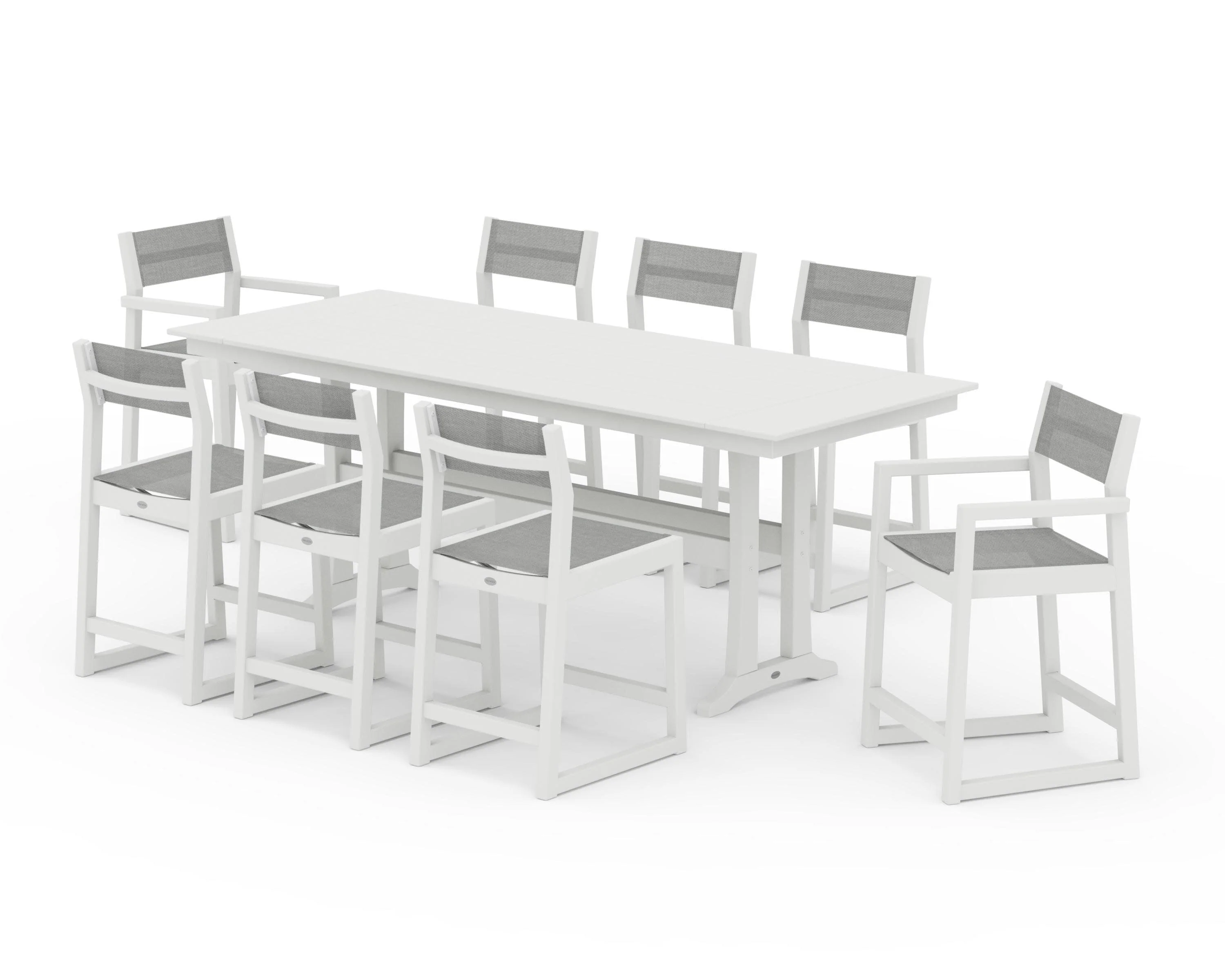 EDGE Sling 9-Piece Farmhouse Counter Set with Trestle Legs - Image 26