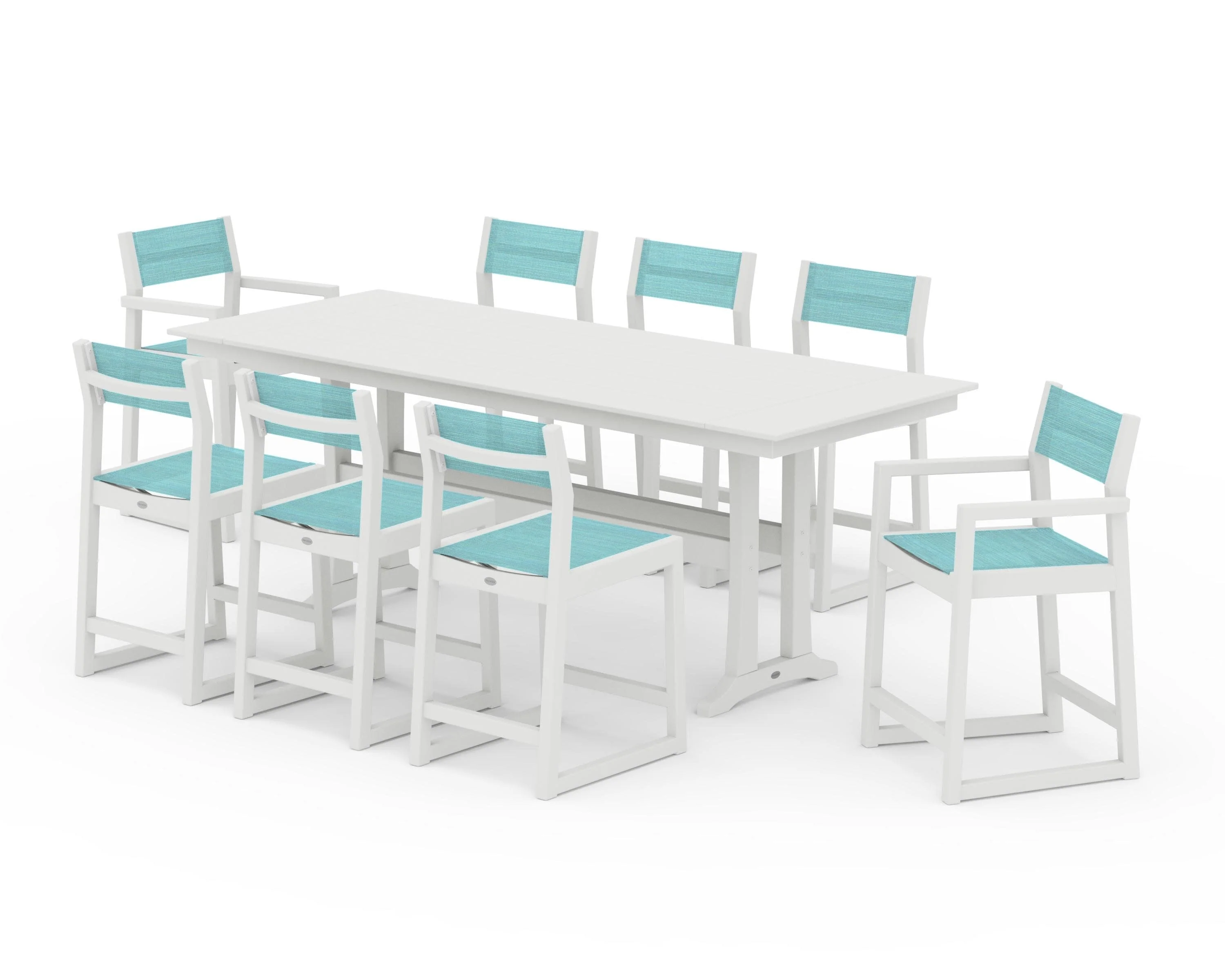 EDGE Sling 9-Piece Farmhouse Counter Set with Trestle Legs - Image 31