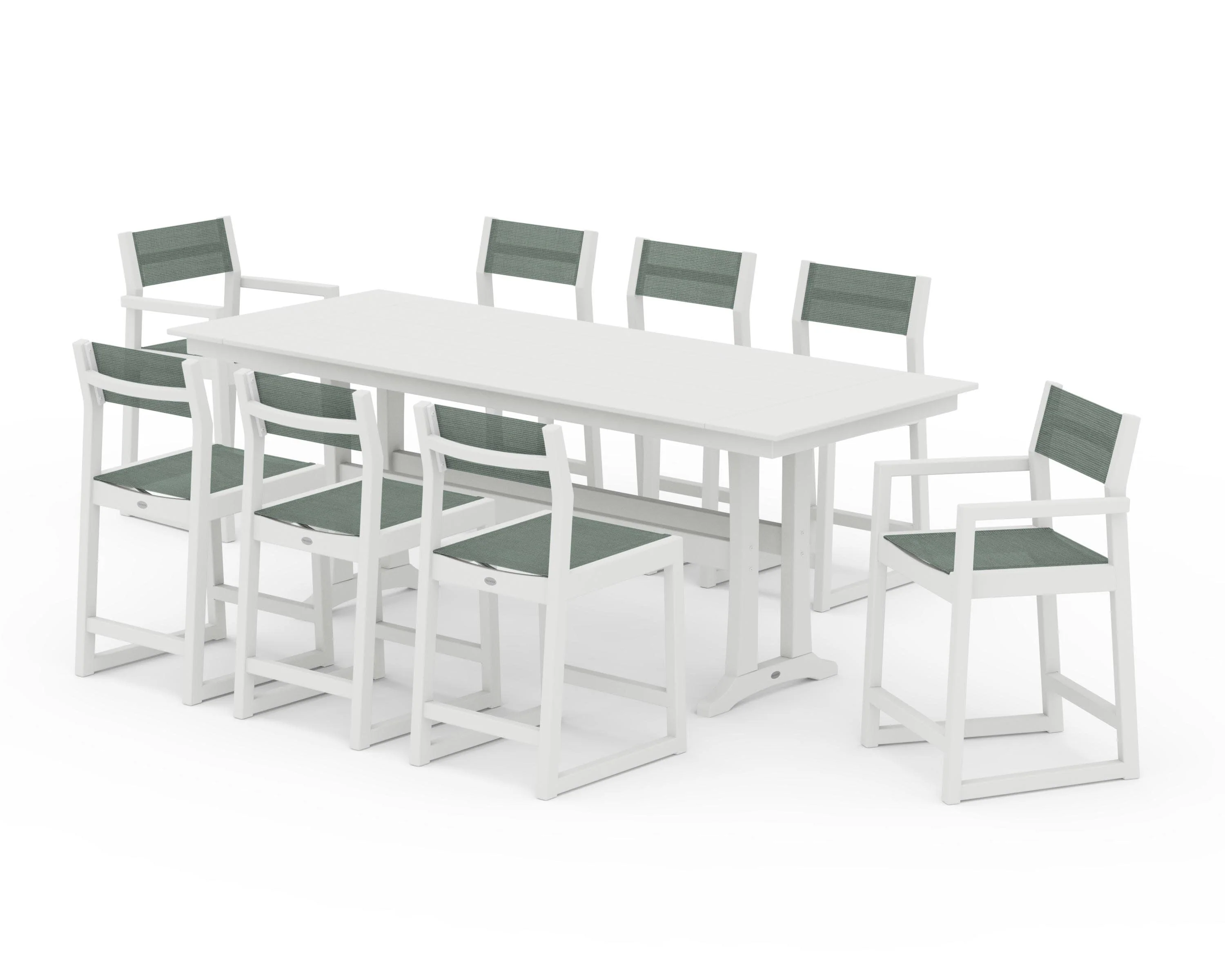 EDGE Sling 9-Piece Farmhouse Counter Set with Trestle Legs - Image 34