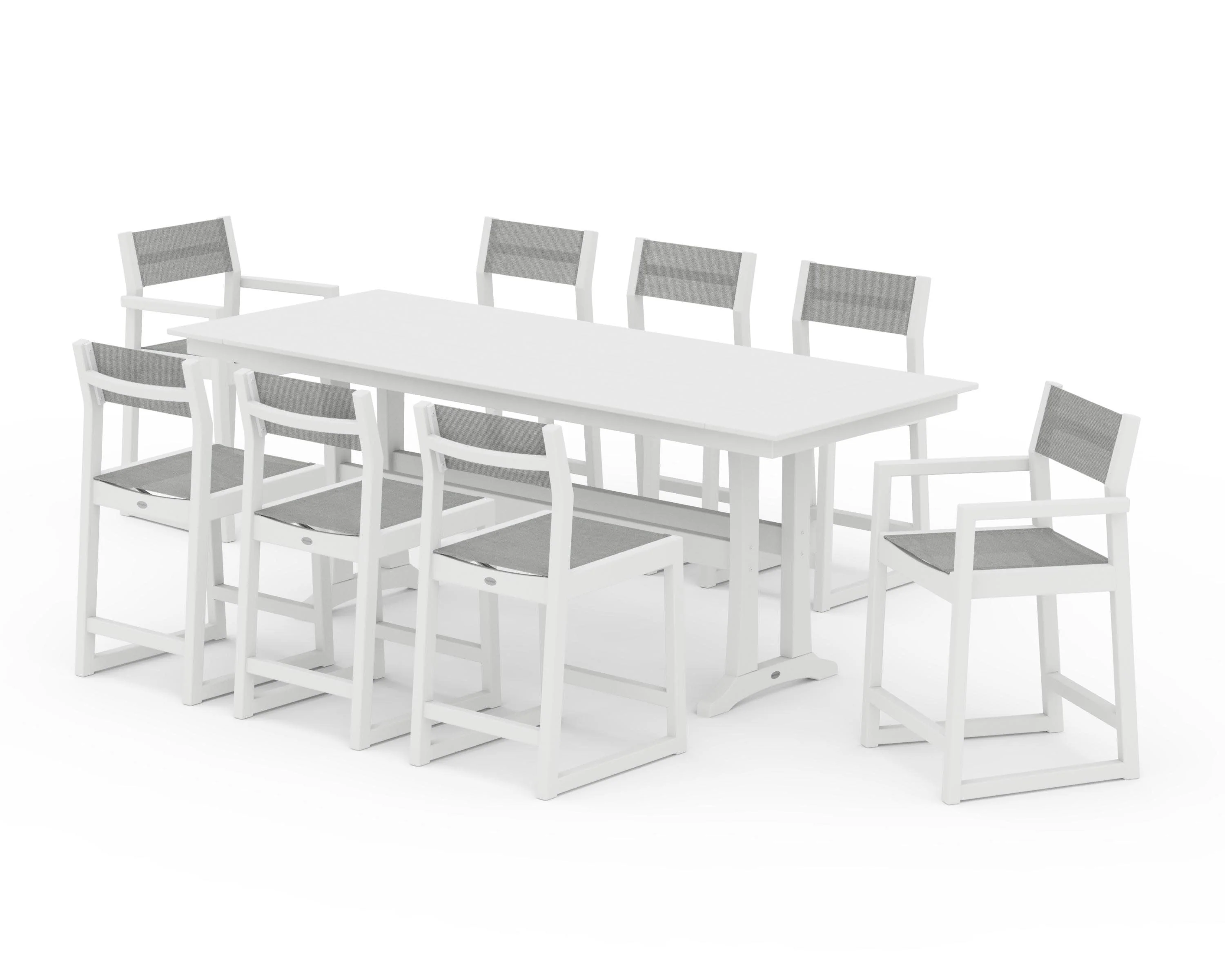 EDGE Sling 9-Piece Farmhouse Counter Set with Trestle Legs - Image 37