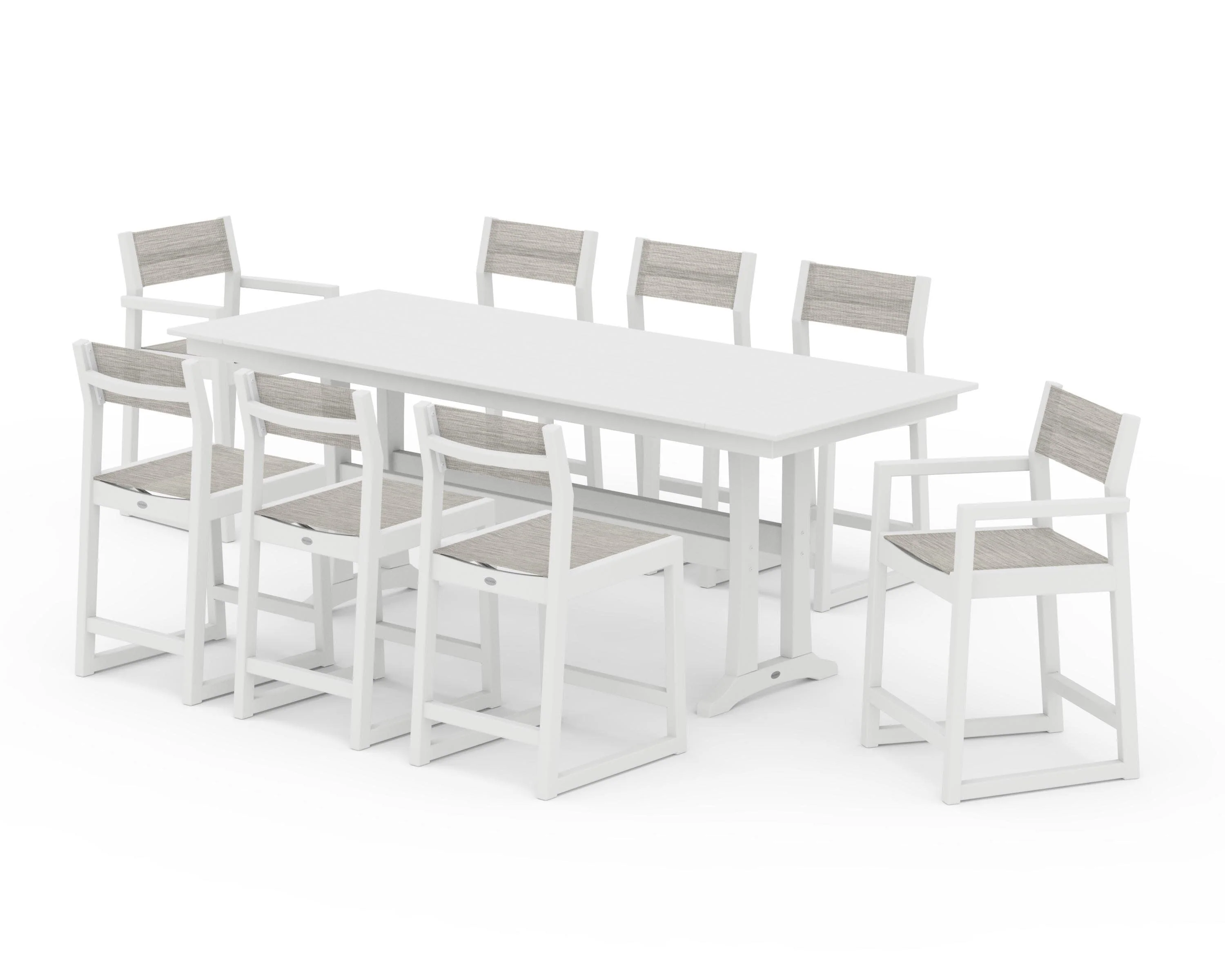 EDGE Sling 9-Piece Farmhouse Counter Set with Trestle Legs - Image 40