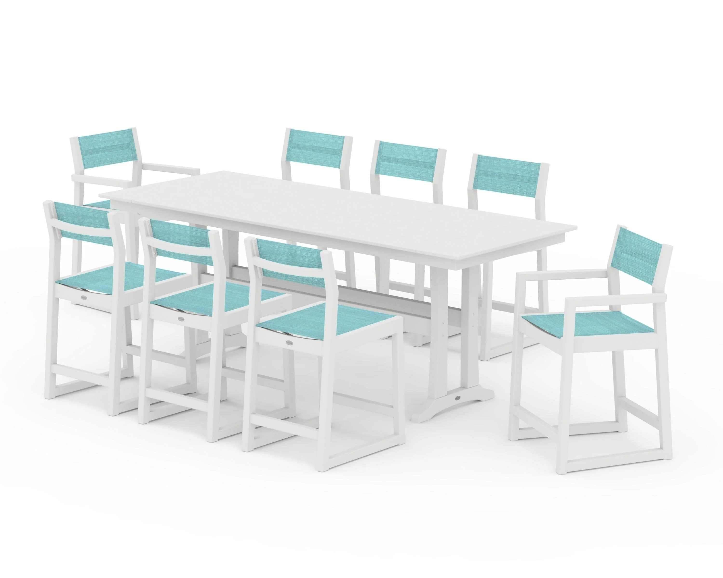 EDGE Sling 9-Piece Farmhouse Counter Set with Trestle Legs - Image 41