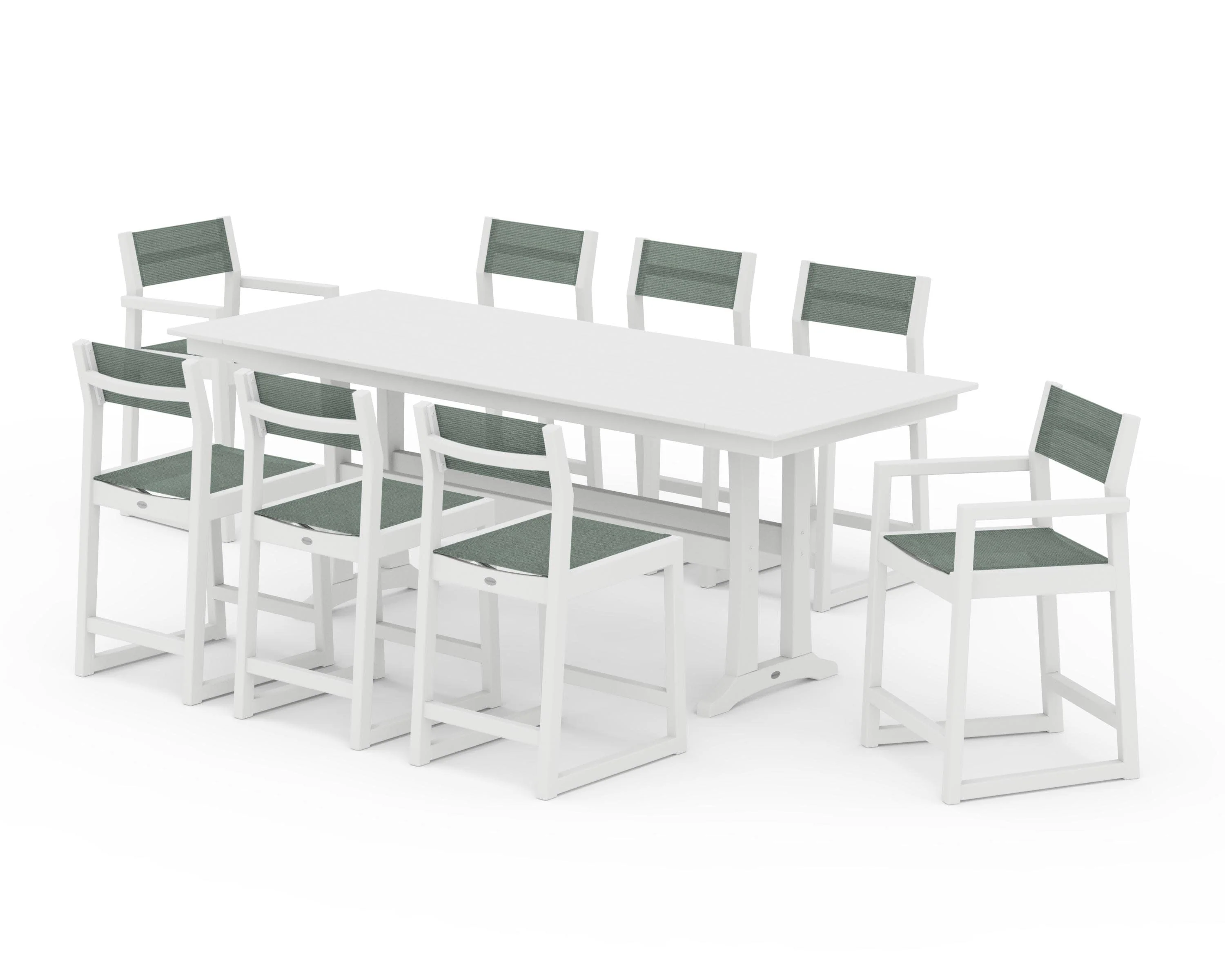 EDGE Sling 9-Piece Farmhouse Counter Set with Trestle Legs - Image 44