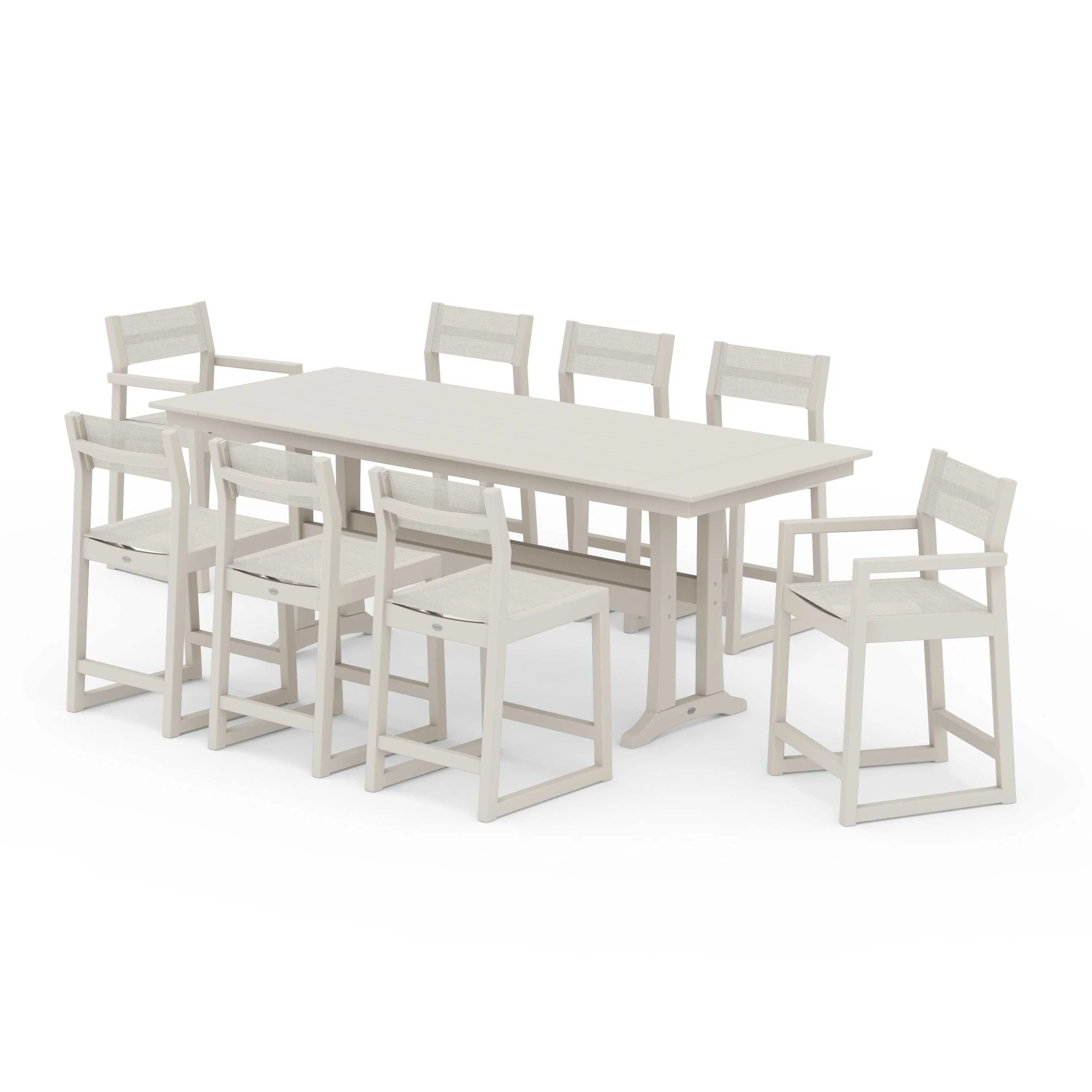 EDGE Sling 9-Piece Farmhouse Counter Set with Trestle Legs - Image 45
