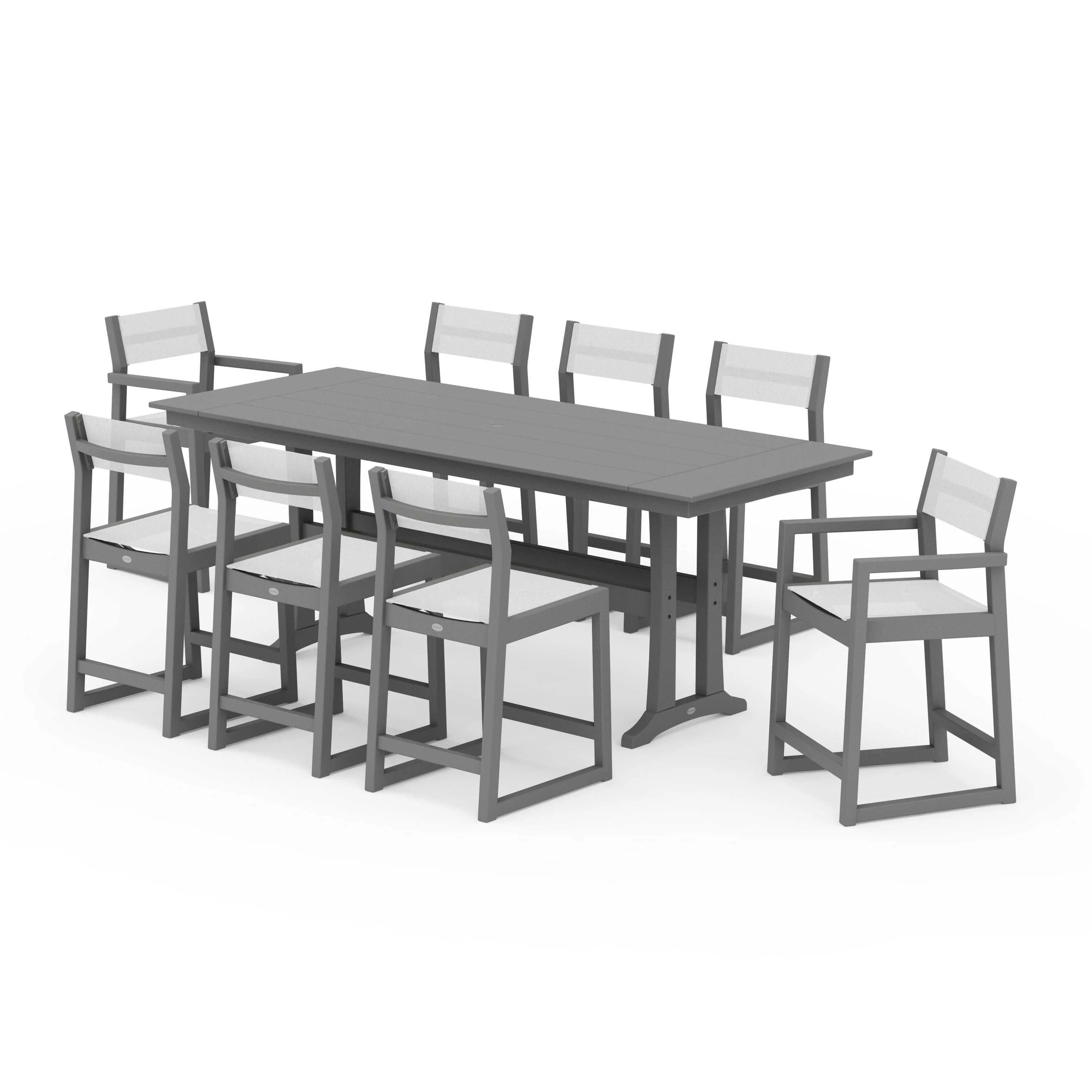 EDGE Sling 9-Piece Farmhouse Counter Set with Trestle Legs - Image 46