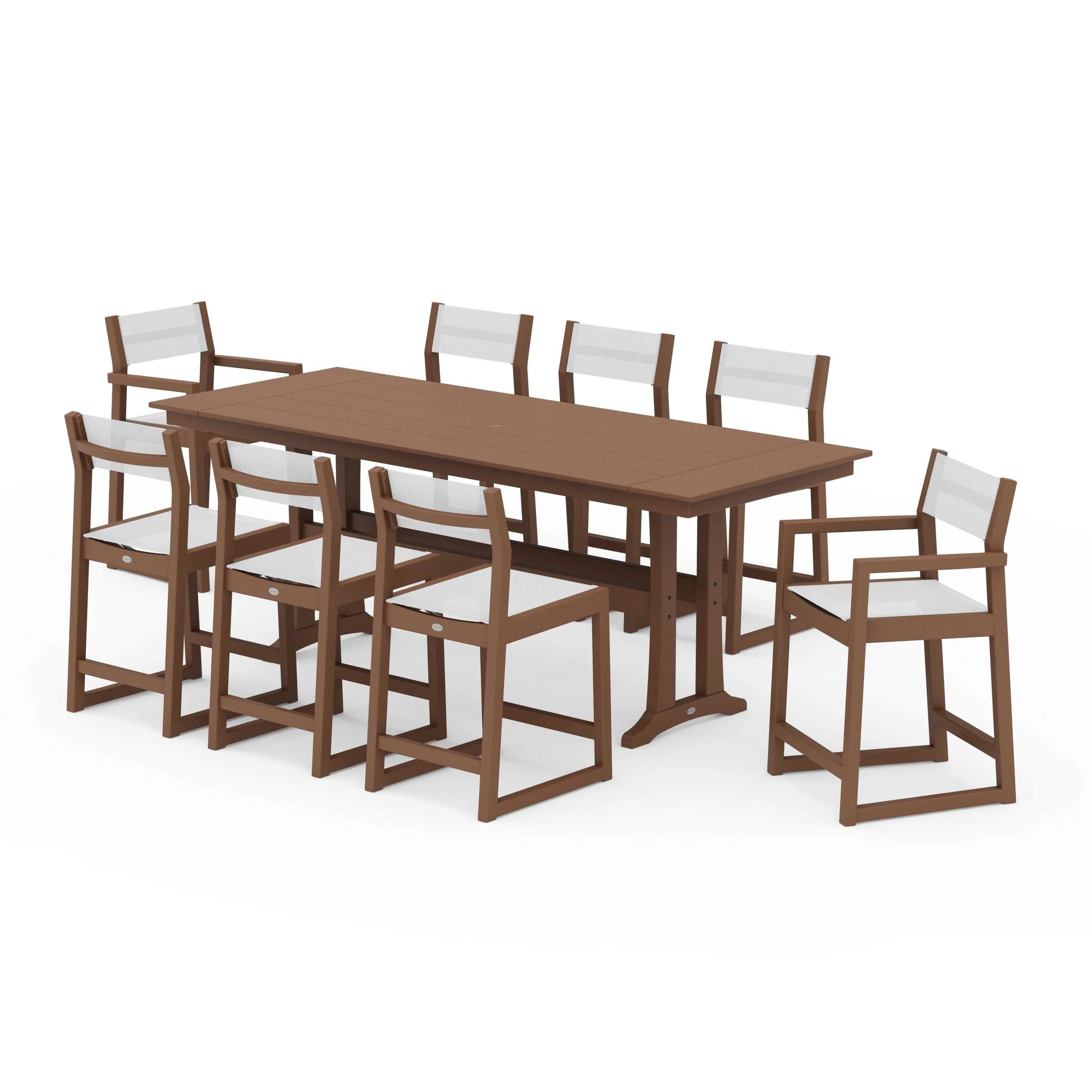 EDGE Sling 9-Piece Farmhouse Counter Set with Trestle Legs - Image 53