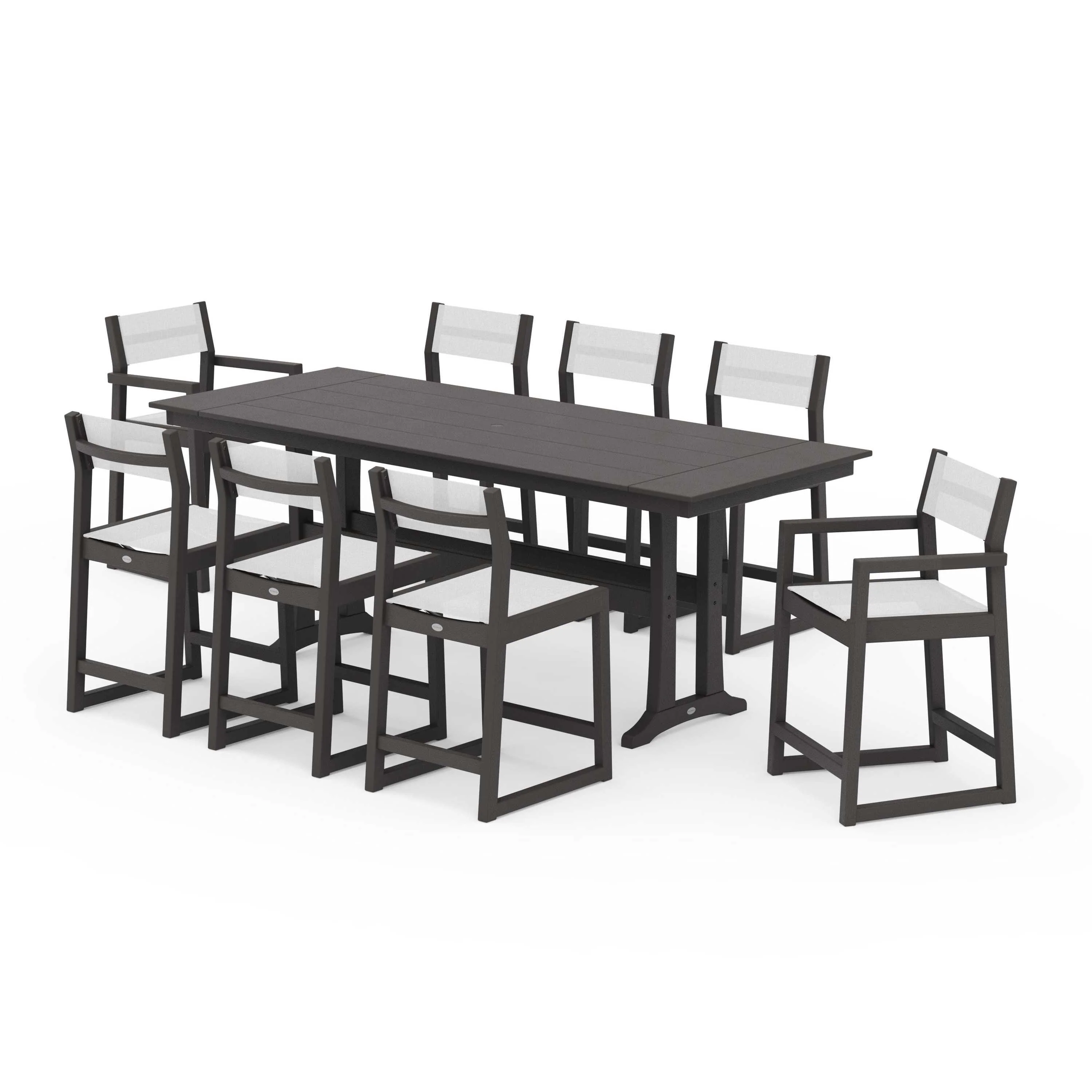 EDGE Sling 9-Piece Farmhouse Counter Set with Trestle Legs - Image 54