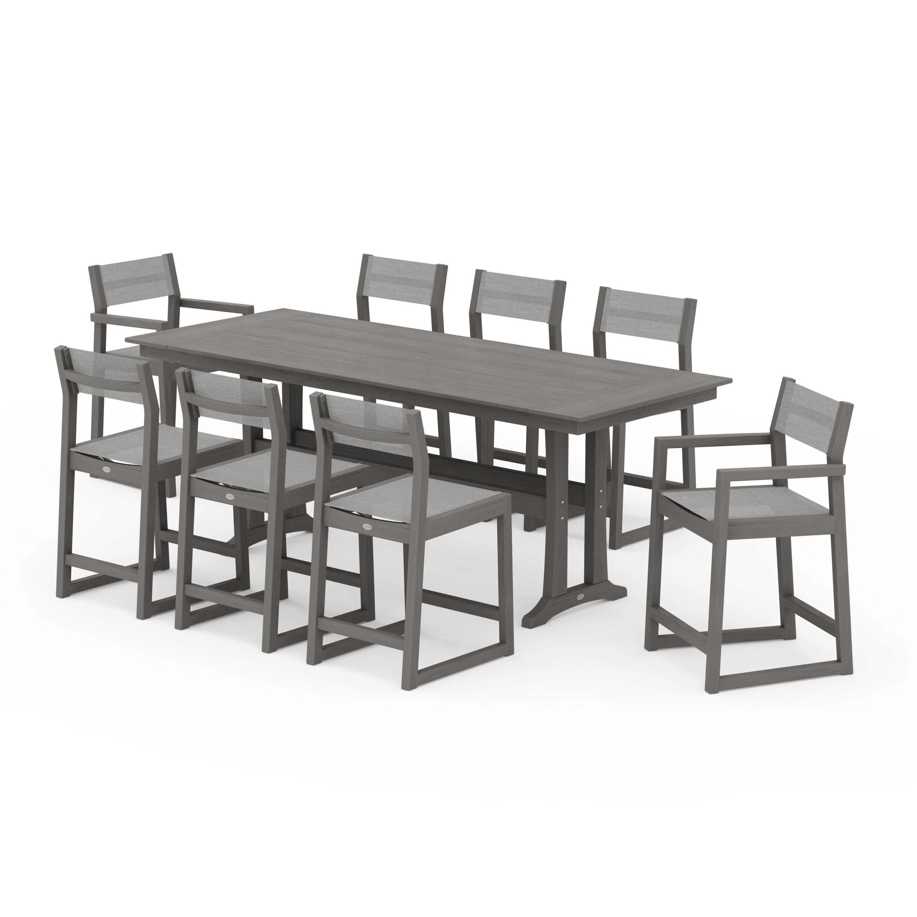 EDGE Sling 9-Piece Farmhouse Counter Set with Trestle Legs - Image 55