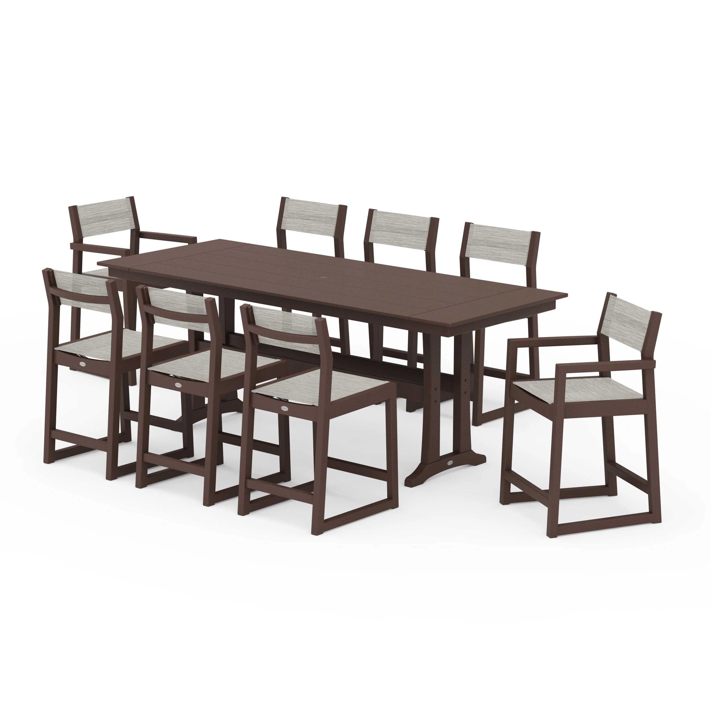 EDGE Sling 9-Piece Farmhouse Counter Set with Trestle Legs - Image 56