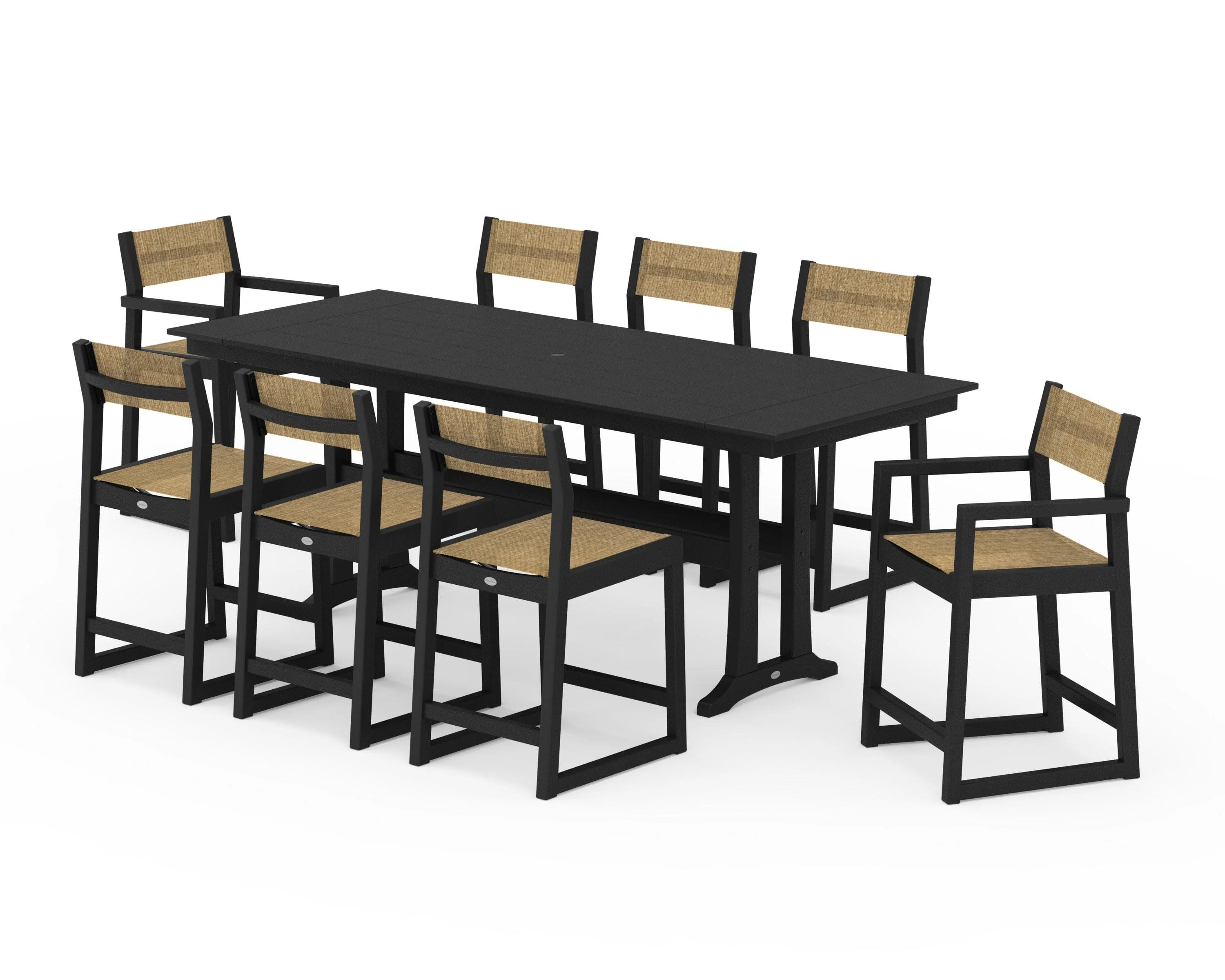 EDGE Sling 9-Piece Farmhouse Counter Set with Trestle Legs - Image 6