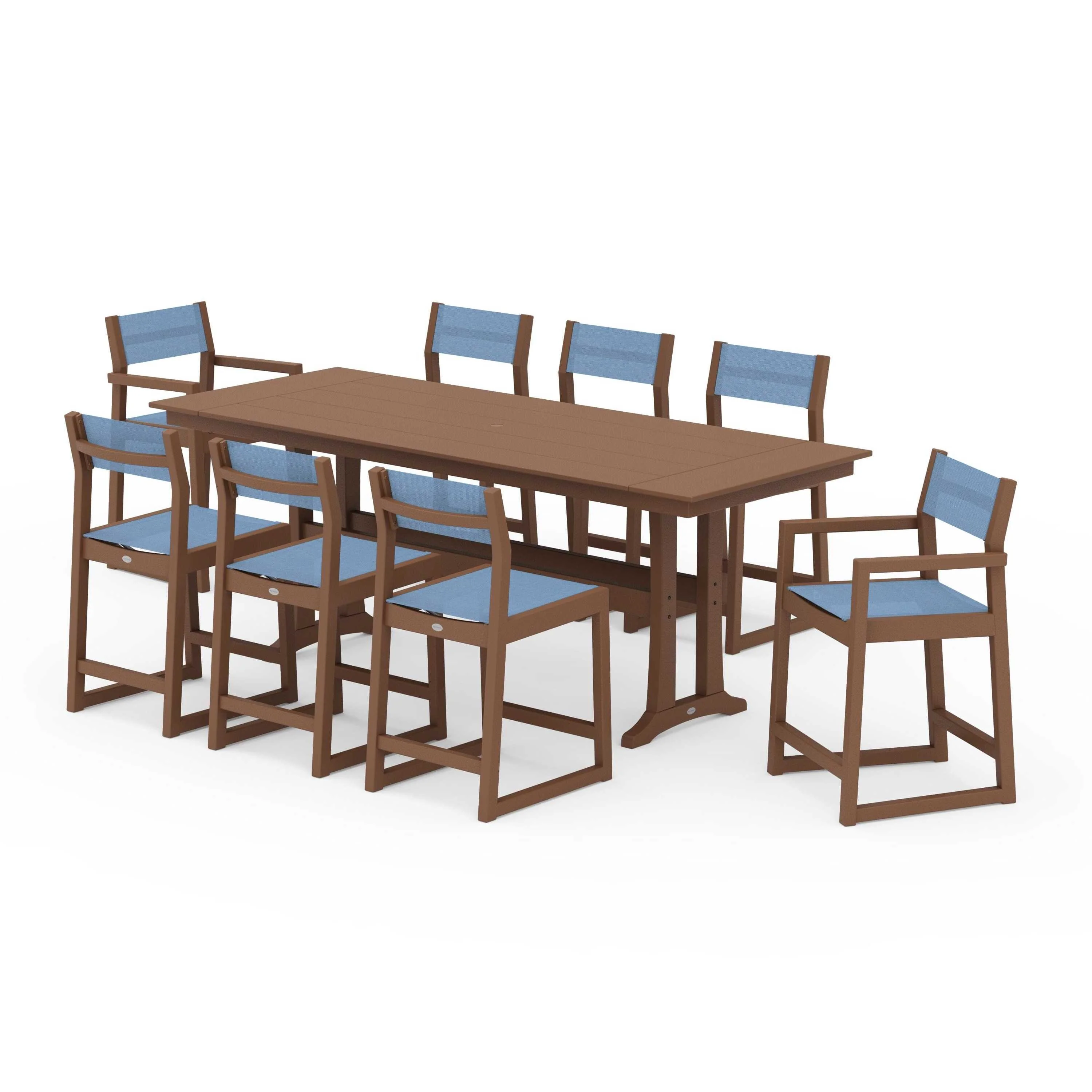 EDGE Sling 9-Piece Farmhouse Counter Set with Trestle Legs - Image 60