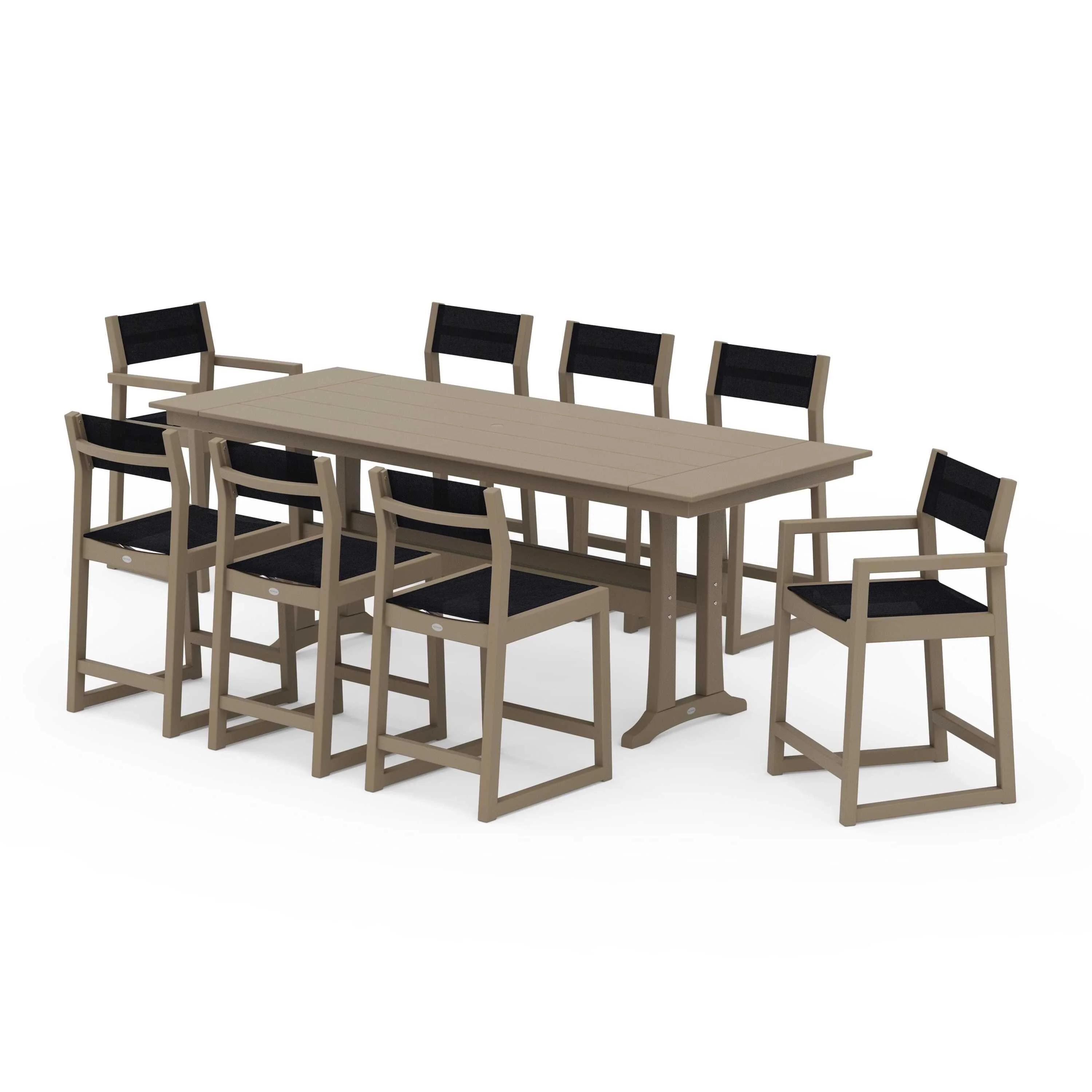 EDGE Sling 9-Piece Farmhouse Counter Set with Trestle Legs - Image 64