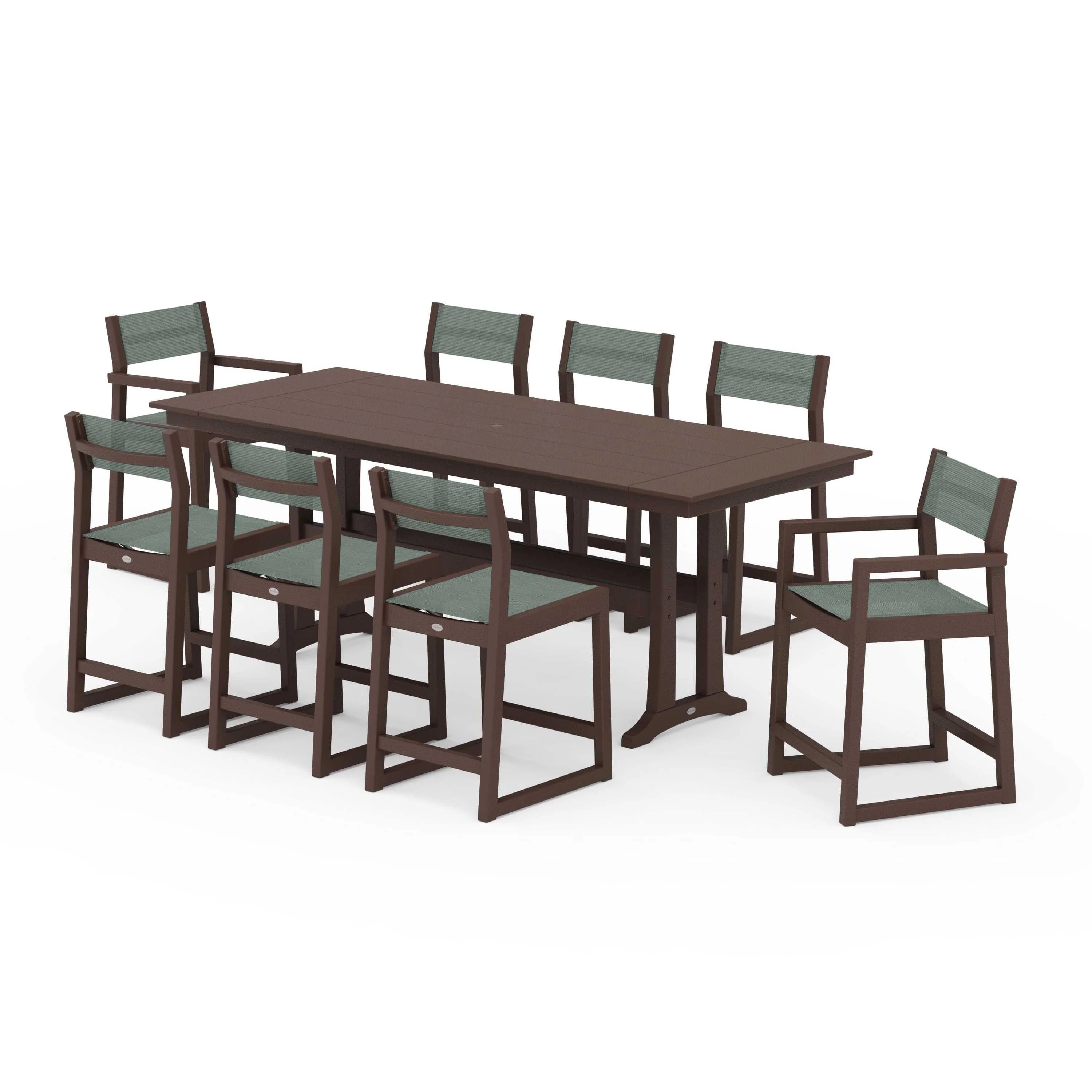EDGE Sling 9-Piece Farmhouse Counter Set with Trestle Legs - Image 67