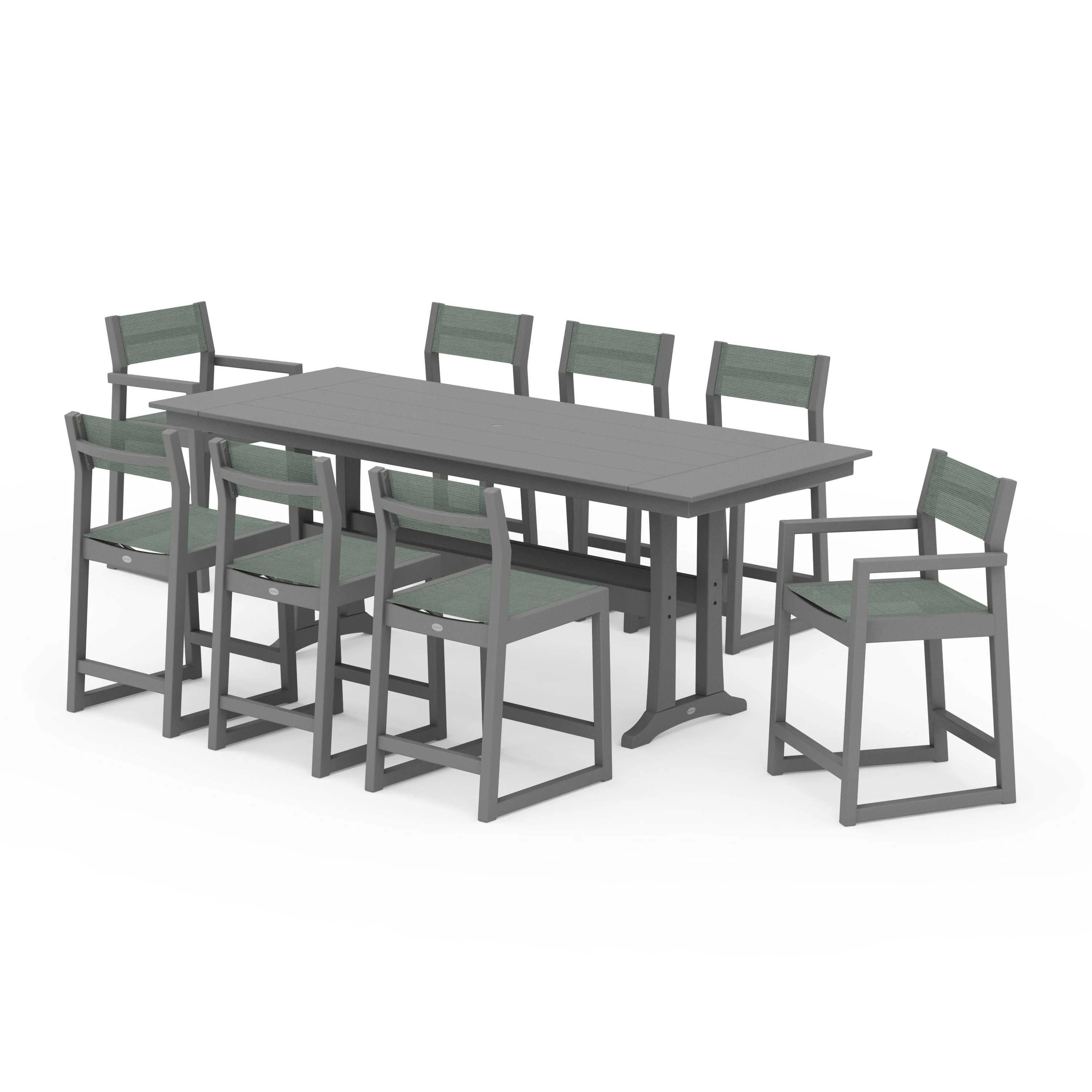 EDGE Sling 9-Piece Farmhouse Counter Set with Trestle Legs - Image 68