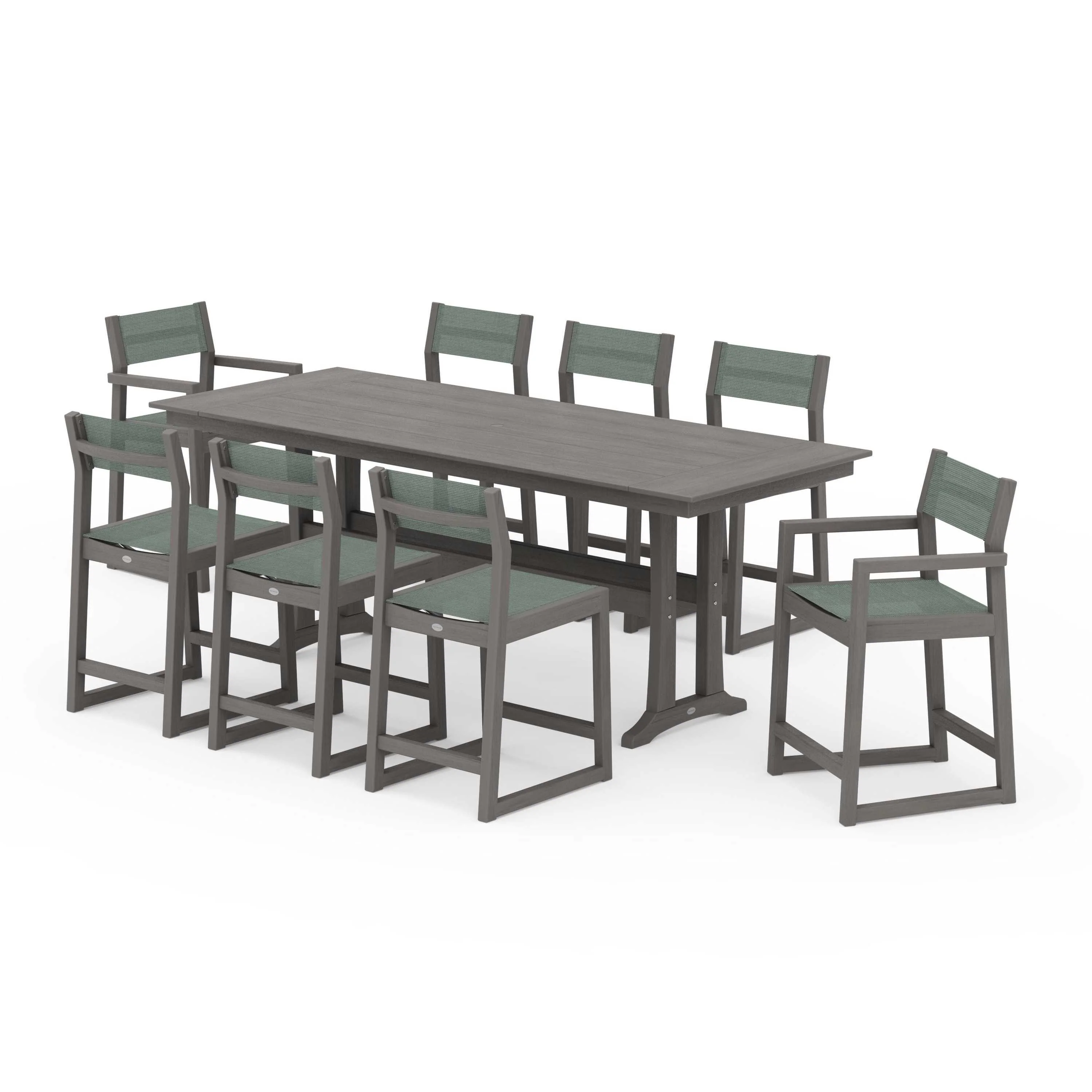 EDGE Sling 9-Piece Farmhouse Counter Set with Trestle Legs - Image 69