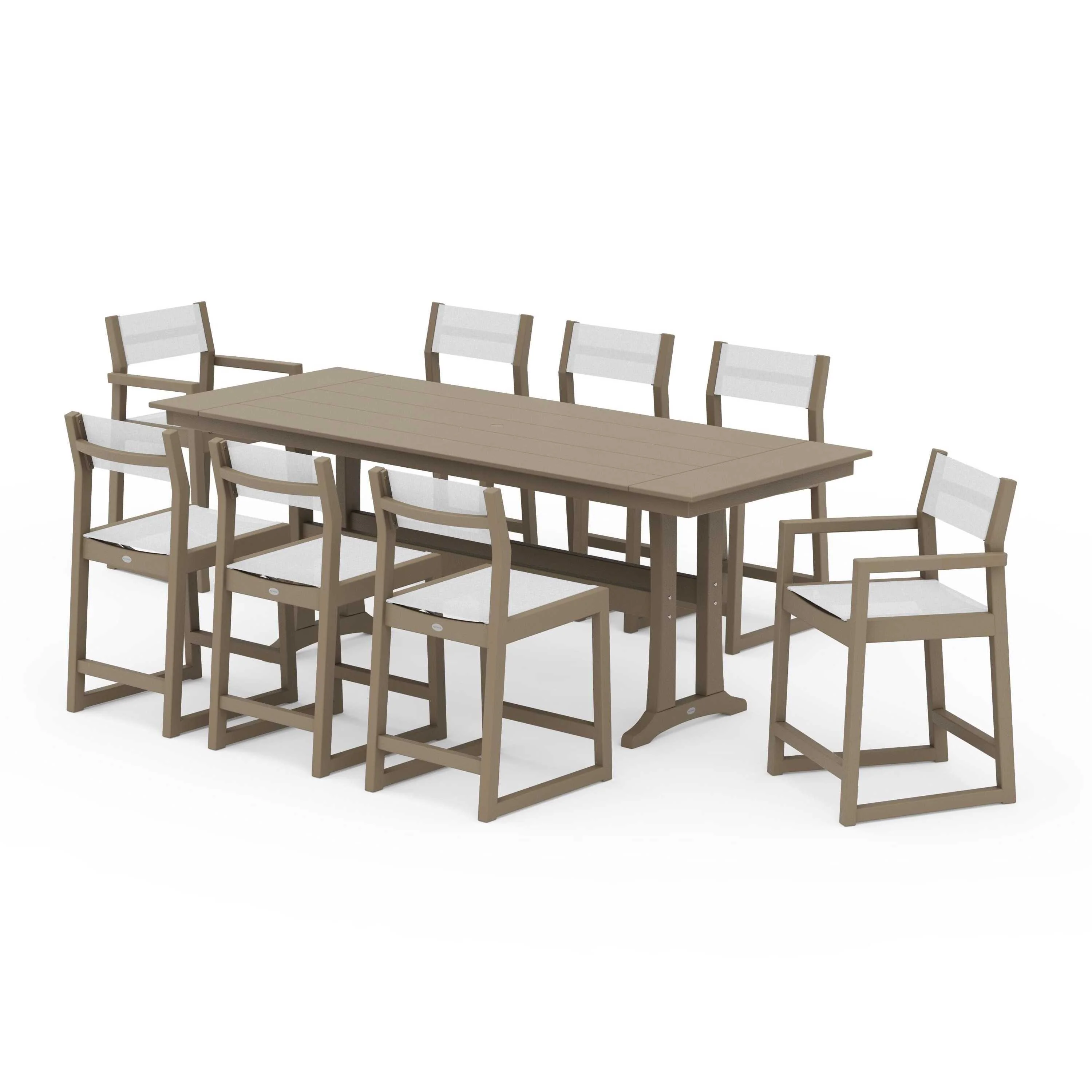 EDGE Sling 9-Piece Farmhouse Counter Set with Trestle Legs - Image 72