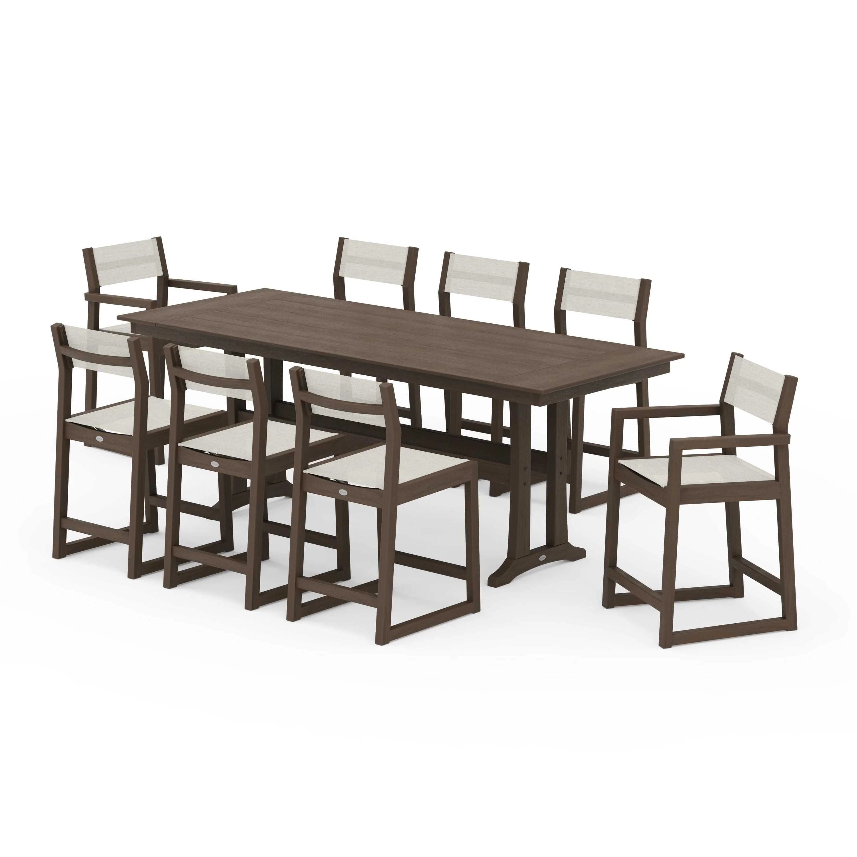 EDGE Sling 9-Piece Farmhouse Counter Set with Trestle Legs - Image 73