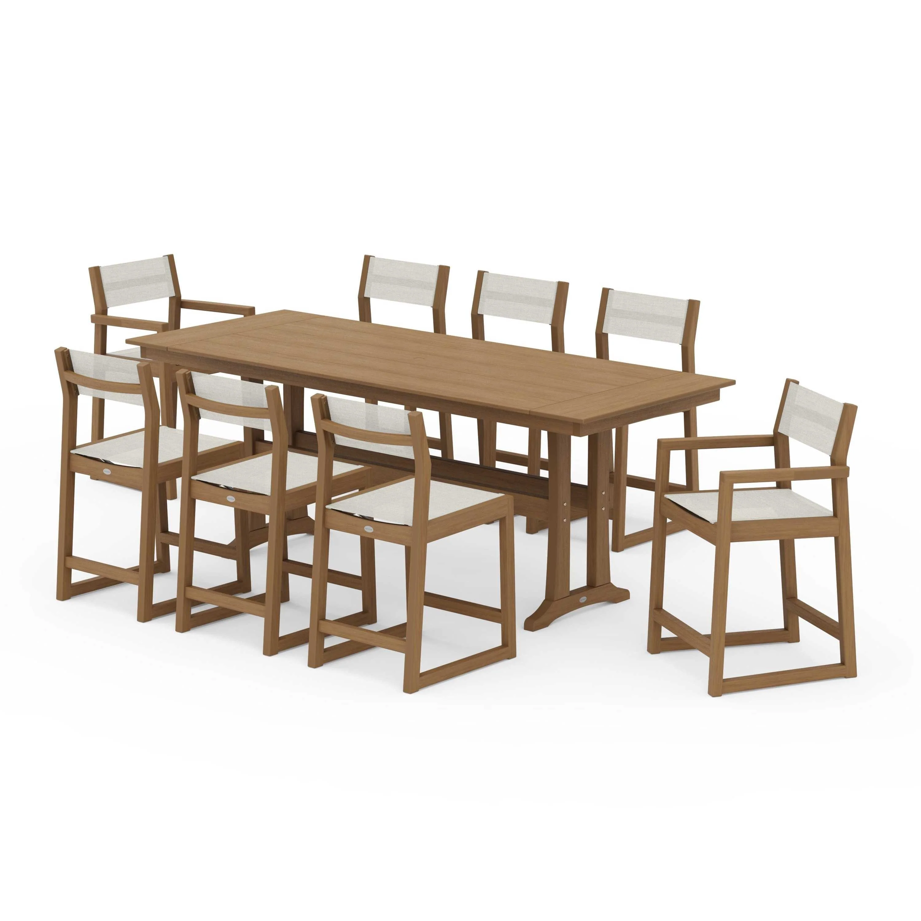 EDGE Sling 9-Piece Farmhouse Counter Set with Trestle Legs - Image 74