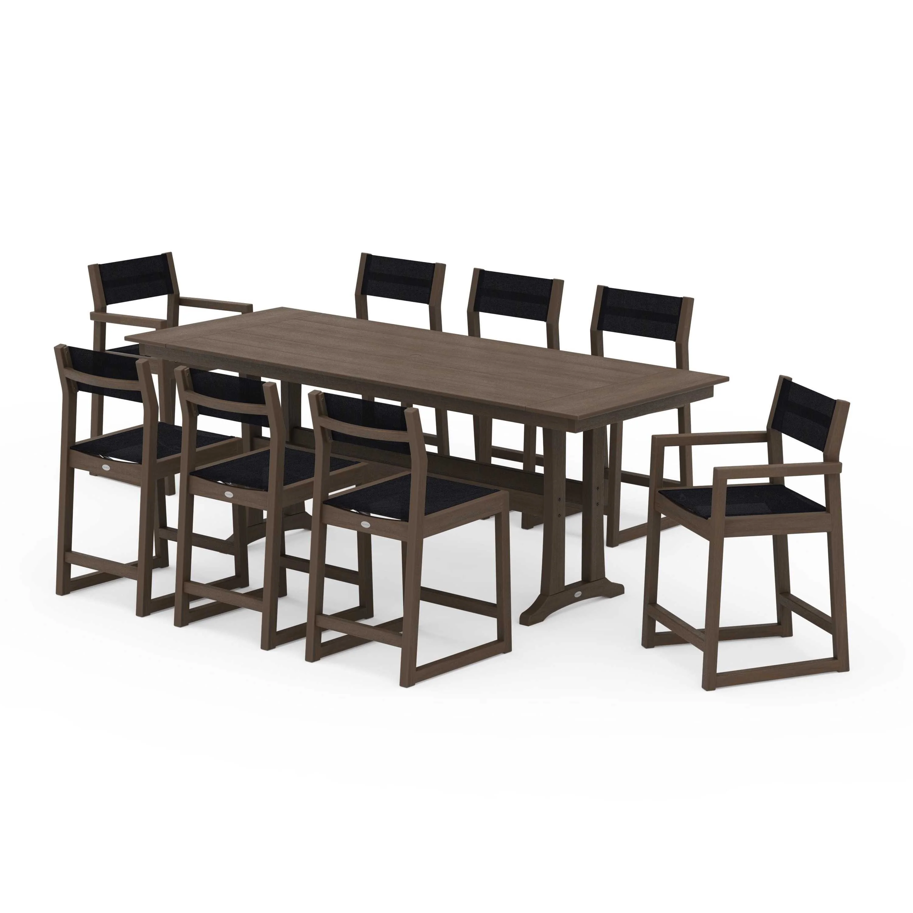 EDGE Sling 9-Piece Farmhouse Counter Set with Trestle Legs - Image 76