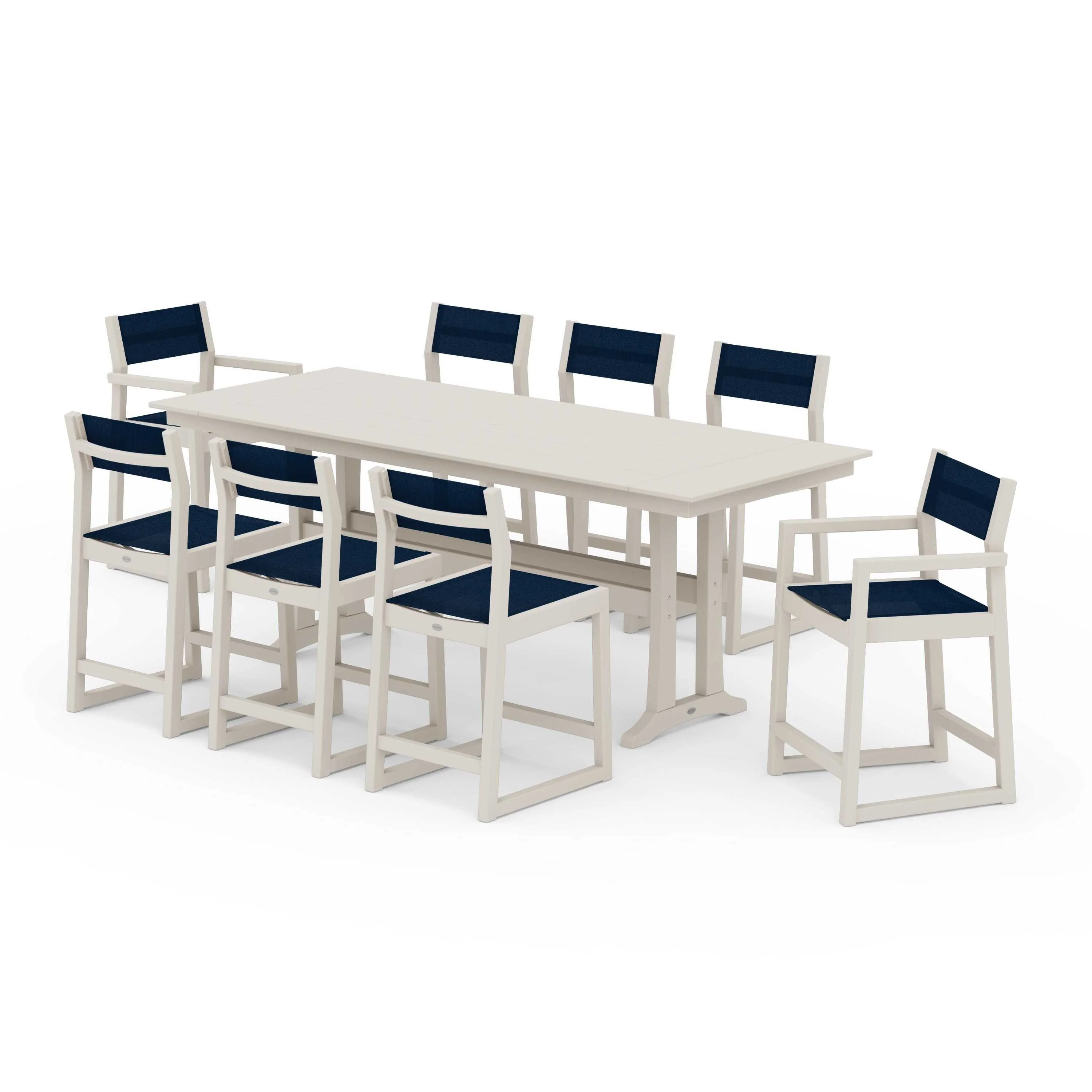 EDGE Sling 9-Piece Farmhouse Counter Set with Trestle Legs - Image 78