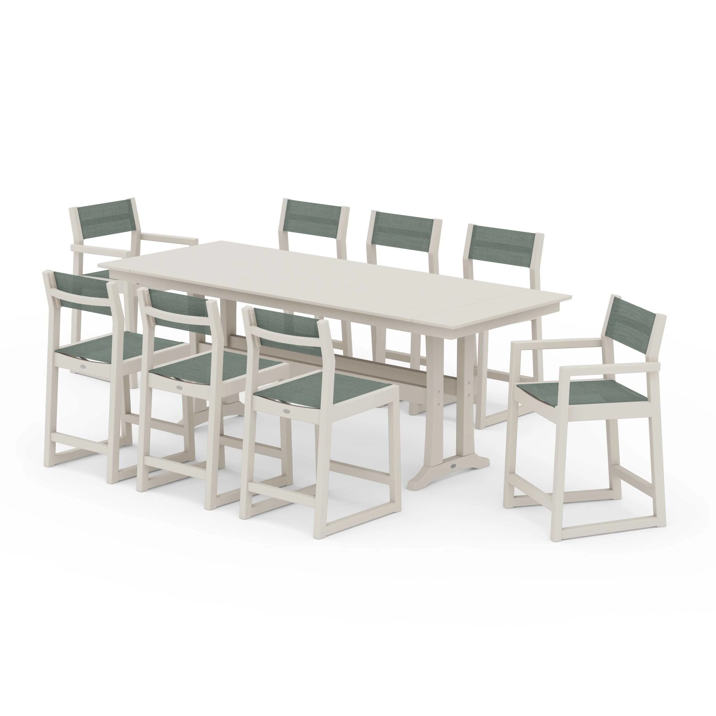 EDGE Sling 9-Piece Farmhouse Counter Set with Trestle Legs - Image 79