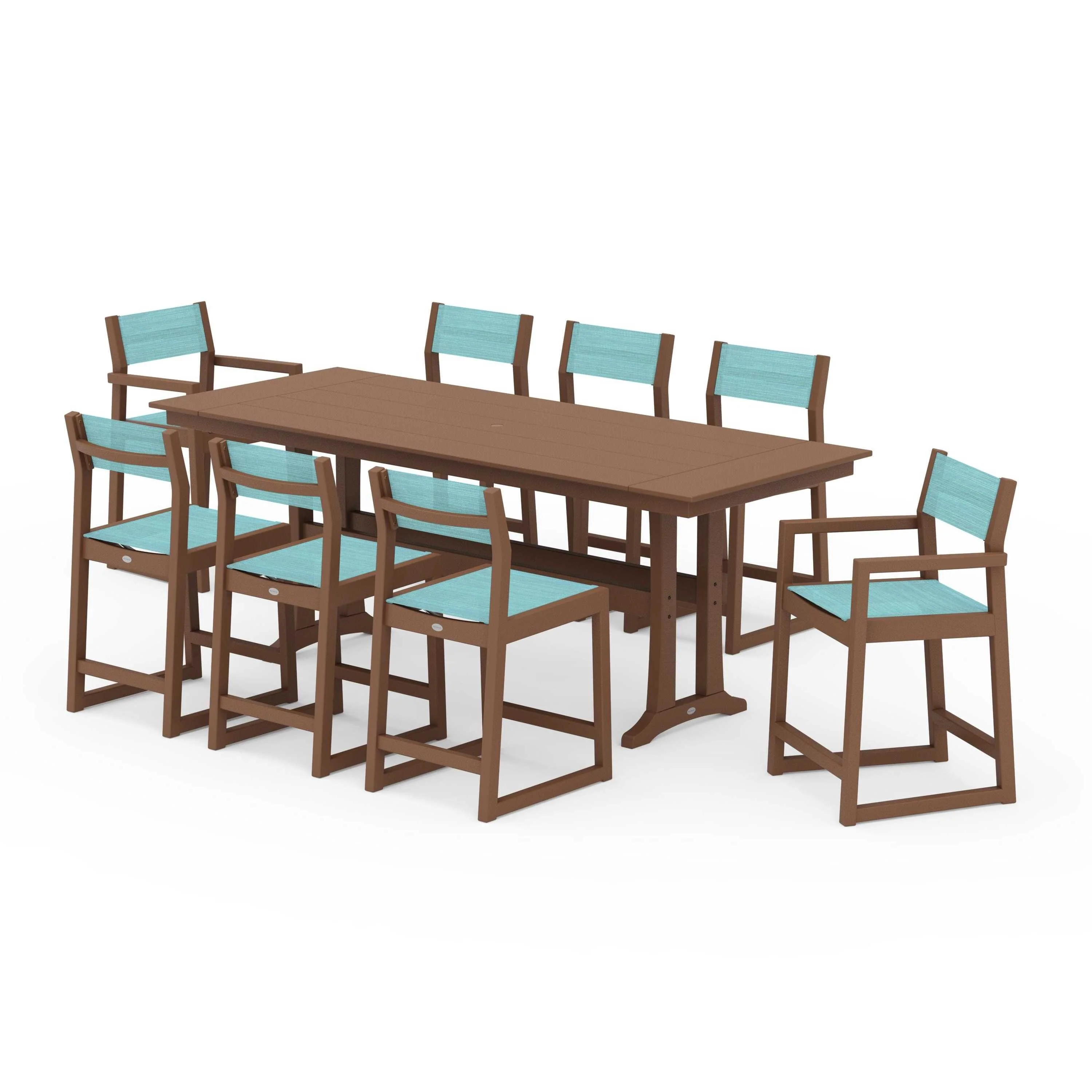 EDGE Sling 9-Piece Farmhouse Counter Set with Trestle Legs - Image 80
