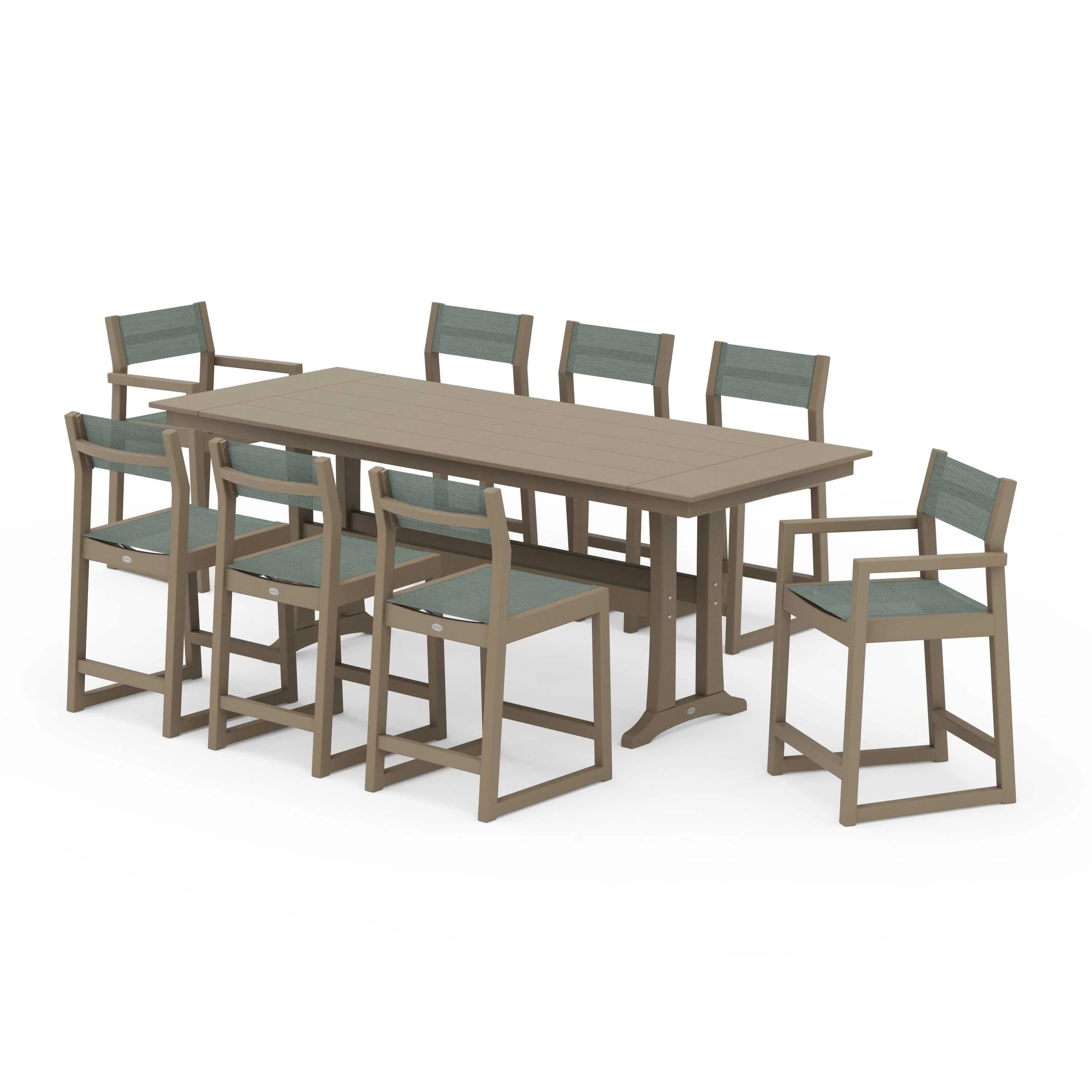 EDGE Sling 9-Piece Farmhouse Counter Set with Trestle Legs - Image 82