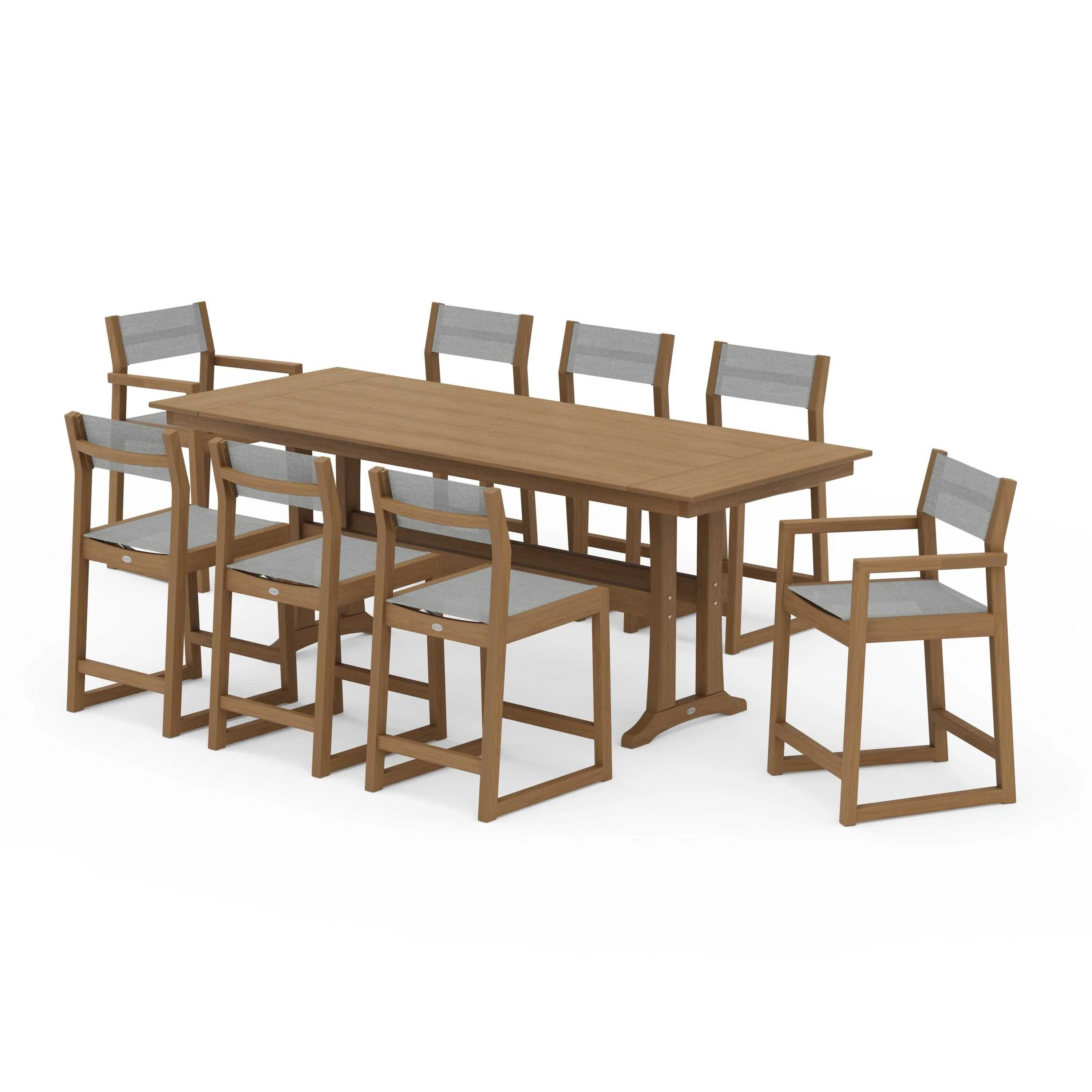 EDGE Sling 9-Piece Farmhouse Counter Set with Trestle Legs - Image 84