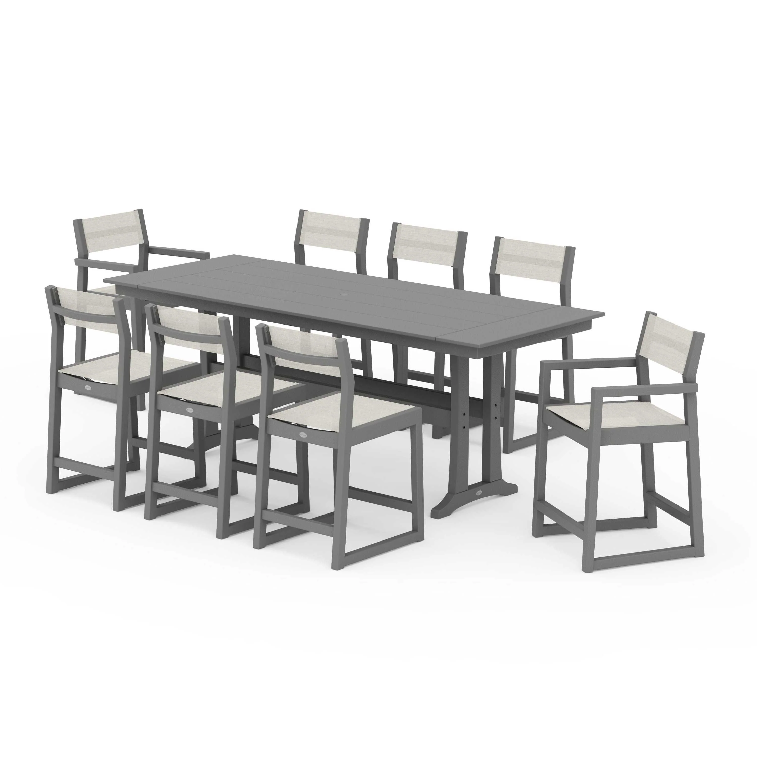 EDGE Sling 9-Piece Farmhouse Counter Set with Trestle Legs - Image 85