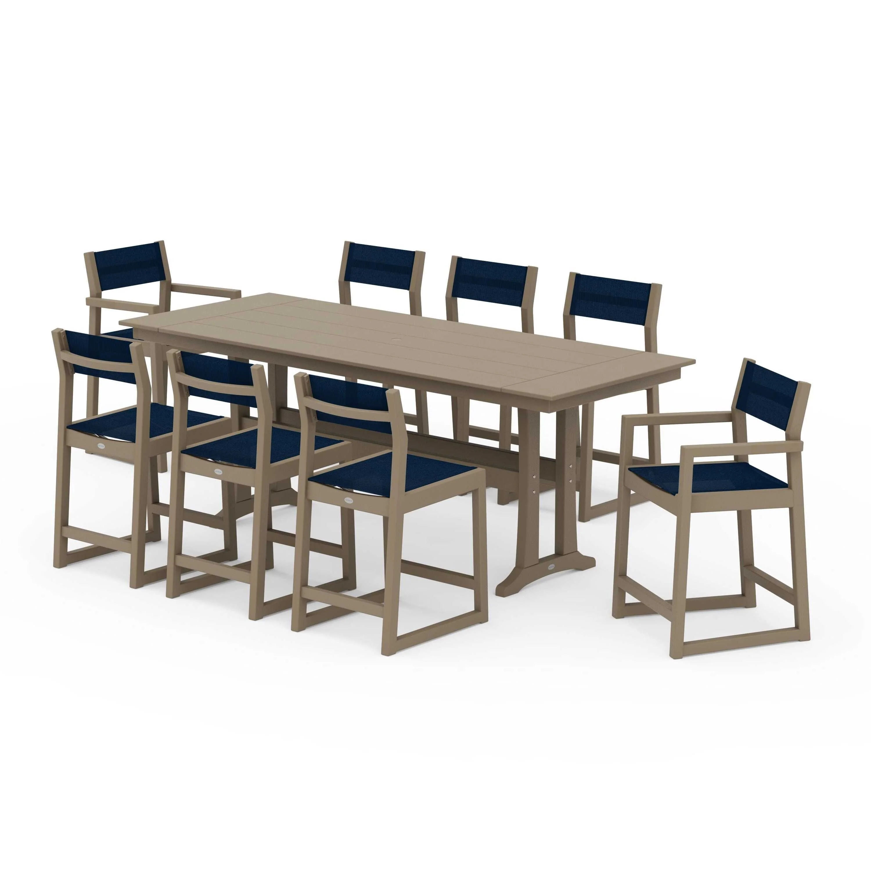 EDGE Sling 9-Piece Farmhouse Counter Set with Trestle Legs - Image 86