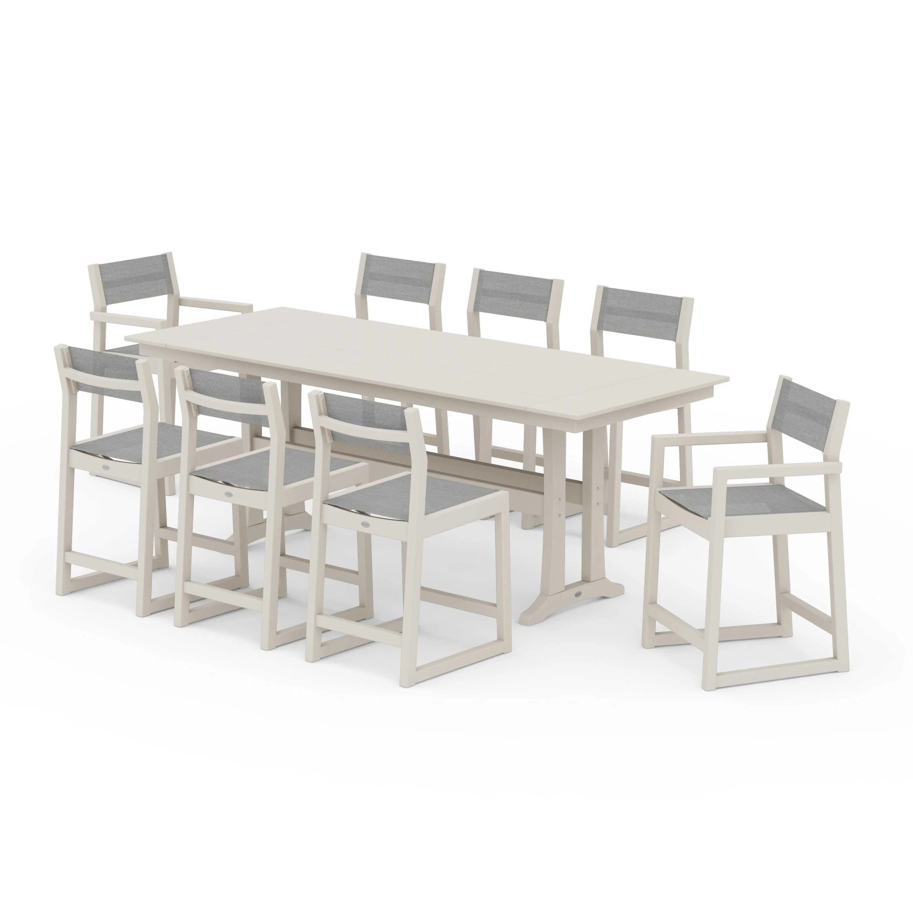 EDGE Sling 9-Piece Farmhouse Counter Set with Trestle Legs - Image 87