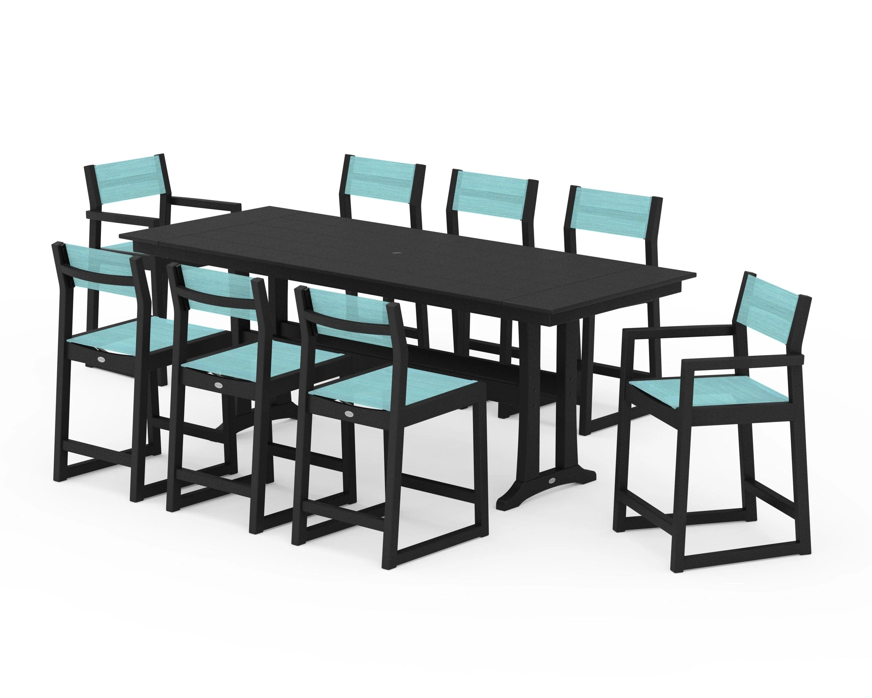 EDGE Sling 9-Piece Farmhouse Counter Set with Trestle Legs - Image 9