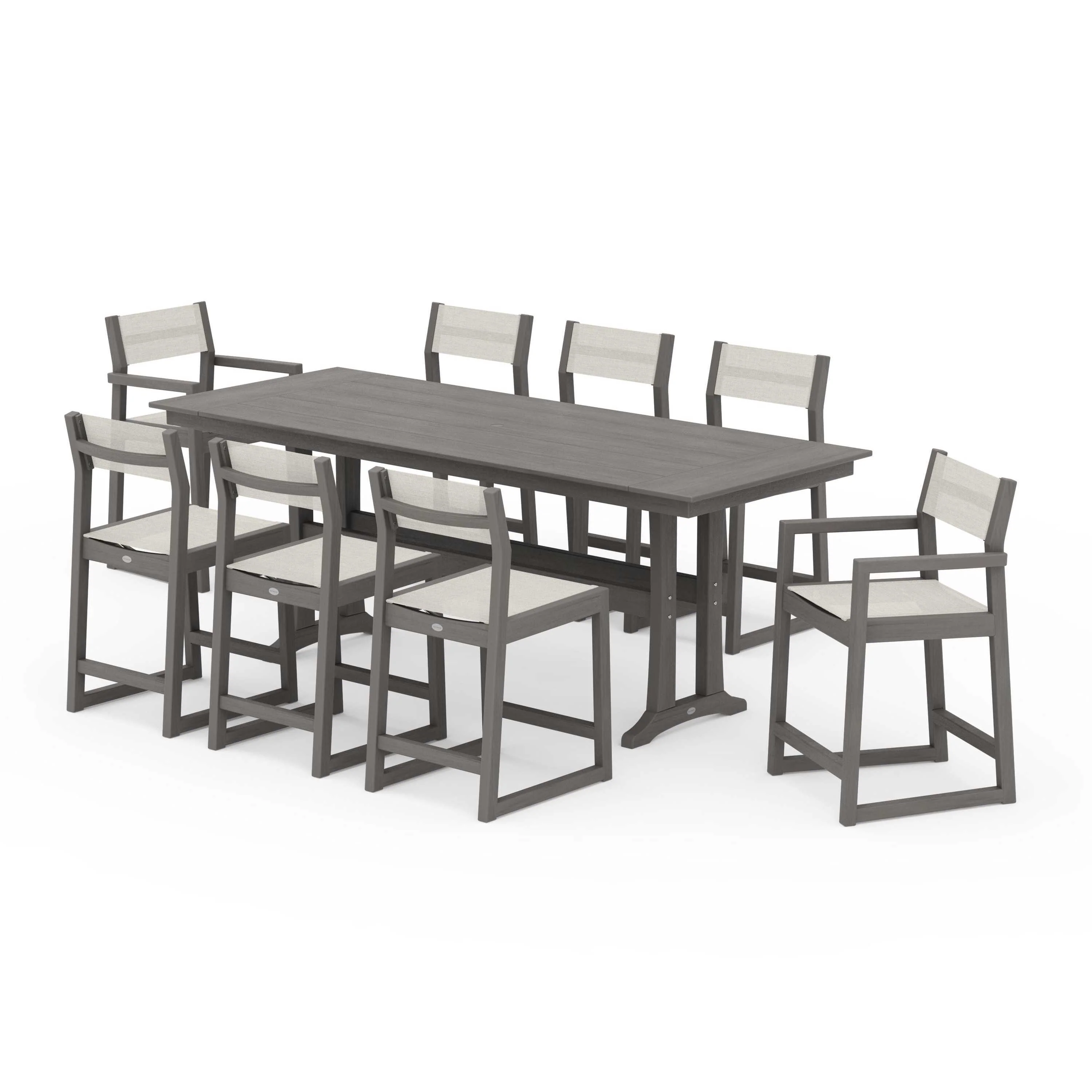 EDGE Sling 9-Piece Farmhouse Counter Set with Trestle Legs - Image 90