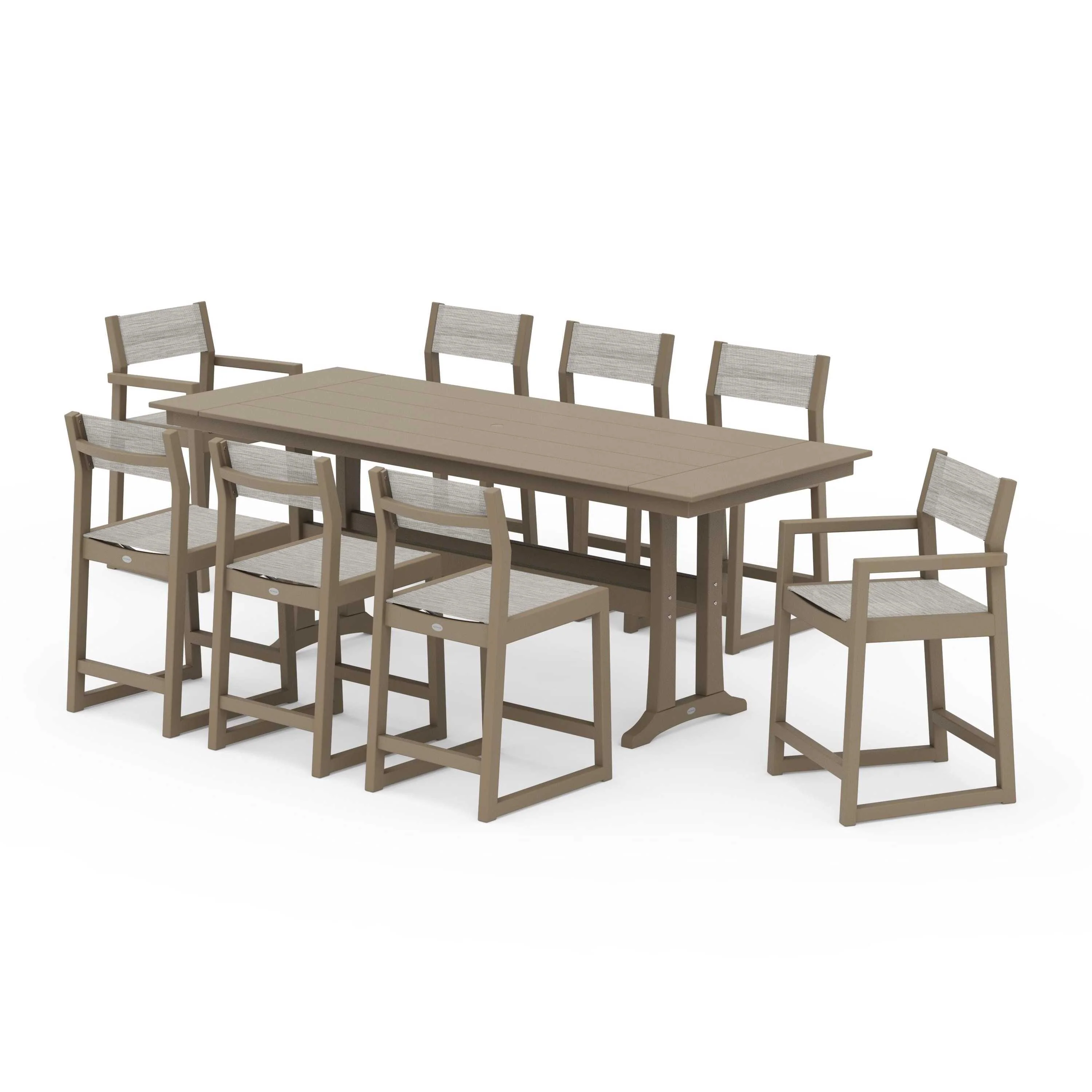 EDGE Sling 9-Piece Farmhouse Counter Set with Trestle Legs - Image 92