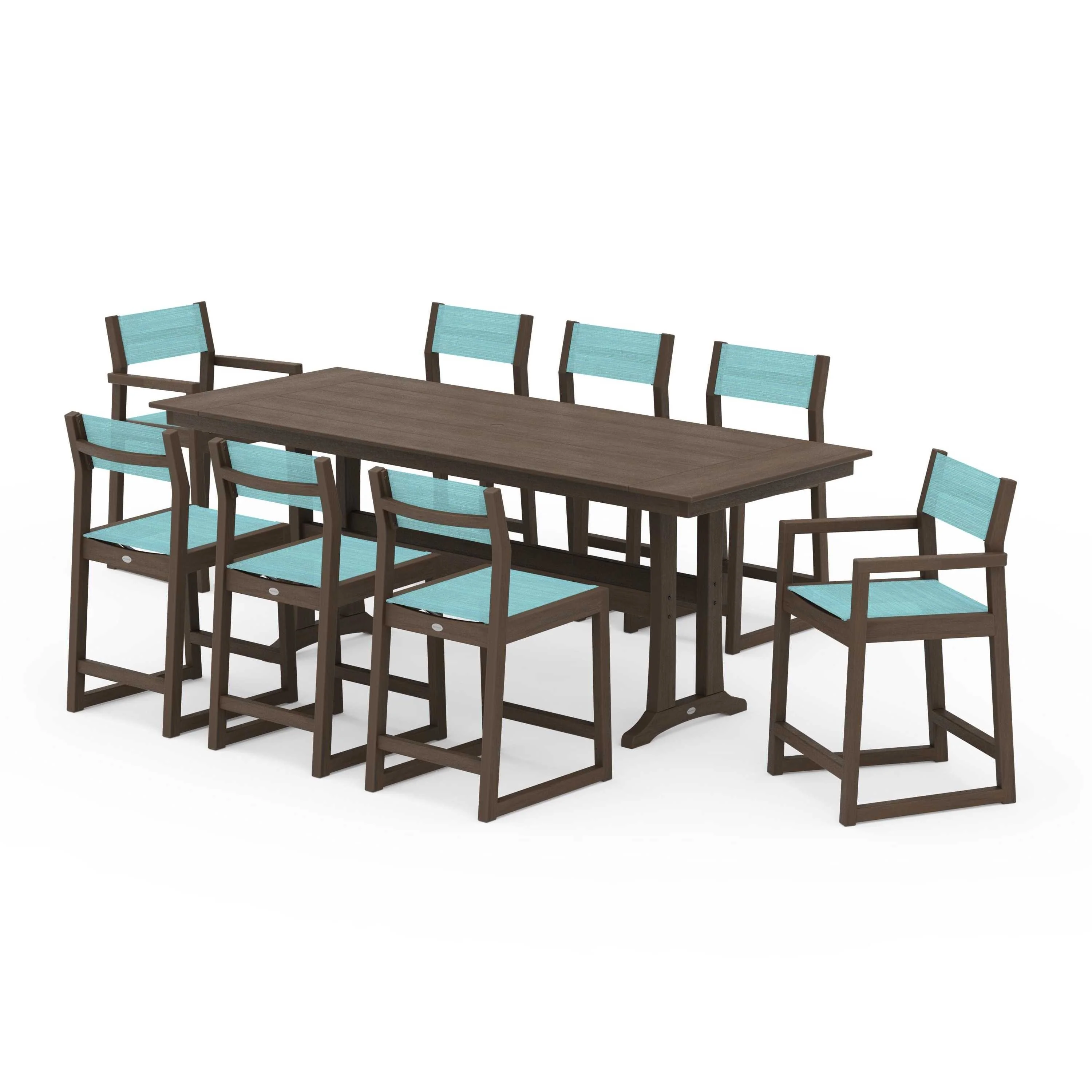 EDGE Sling 9-Piece Farmhouse Counter Set with Trestle Legs - Image 93