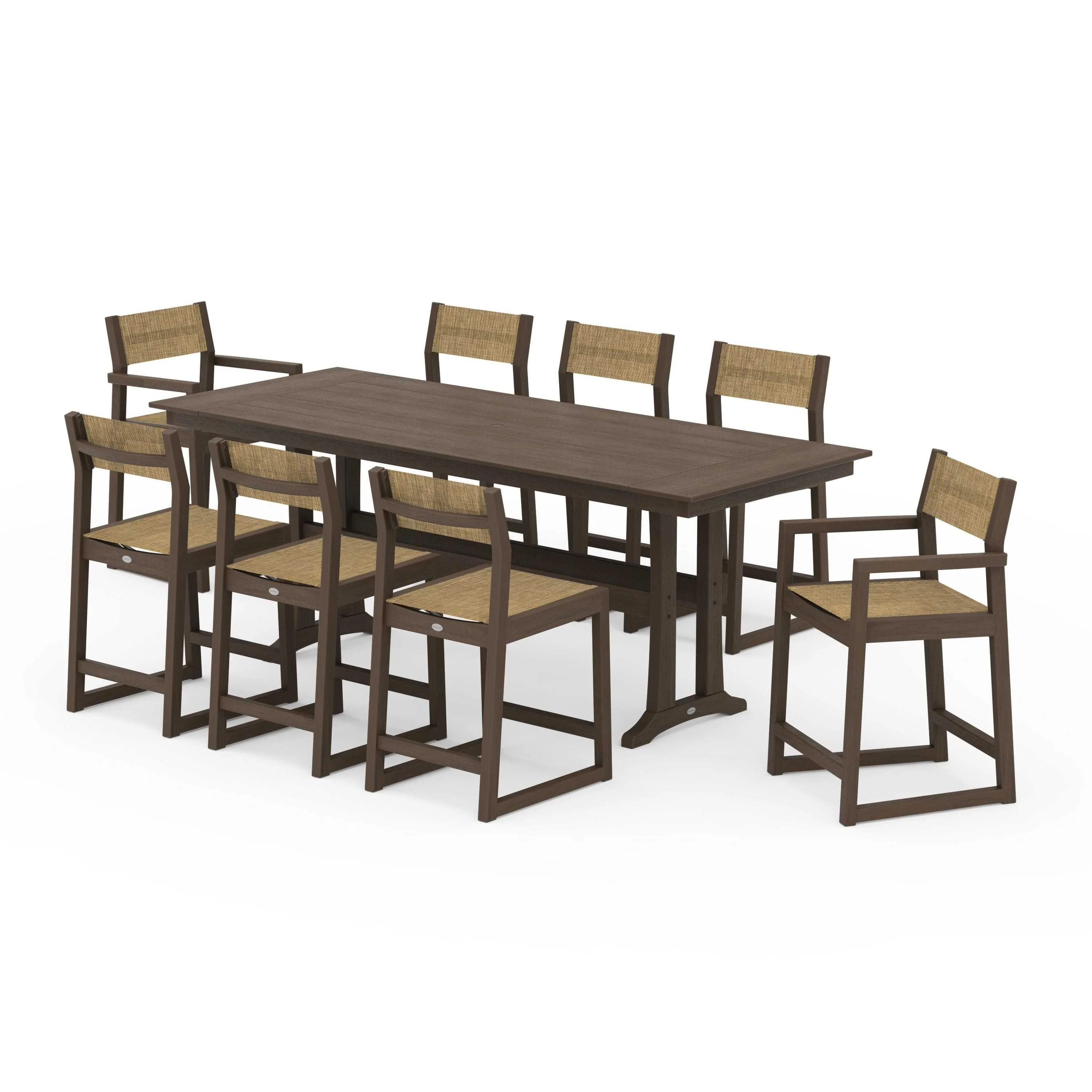 EDGE Sling 9-Piece Farmhouse Counter Set with Trestle Legs - Image 96