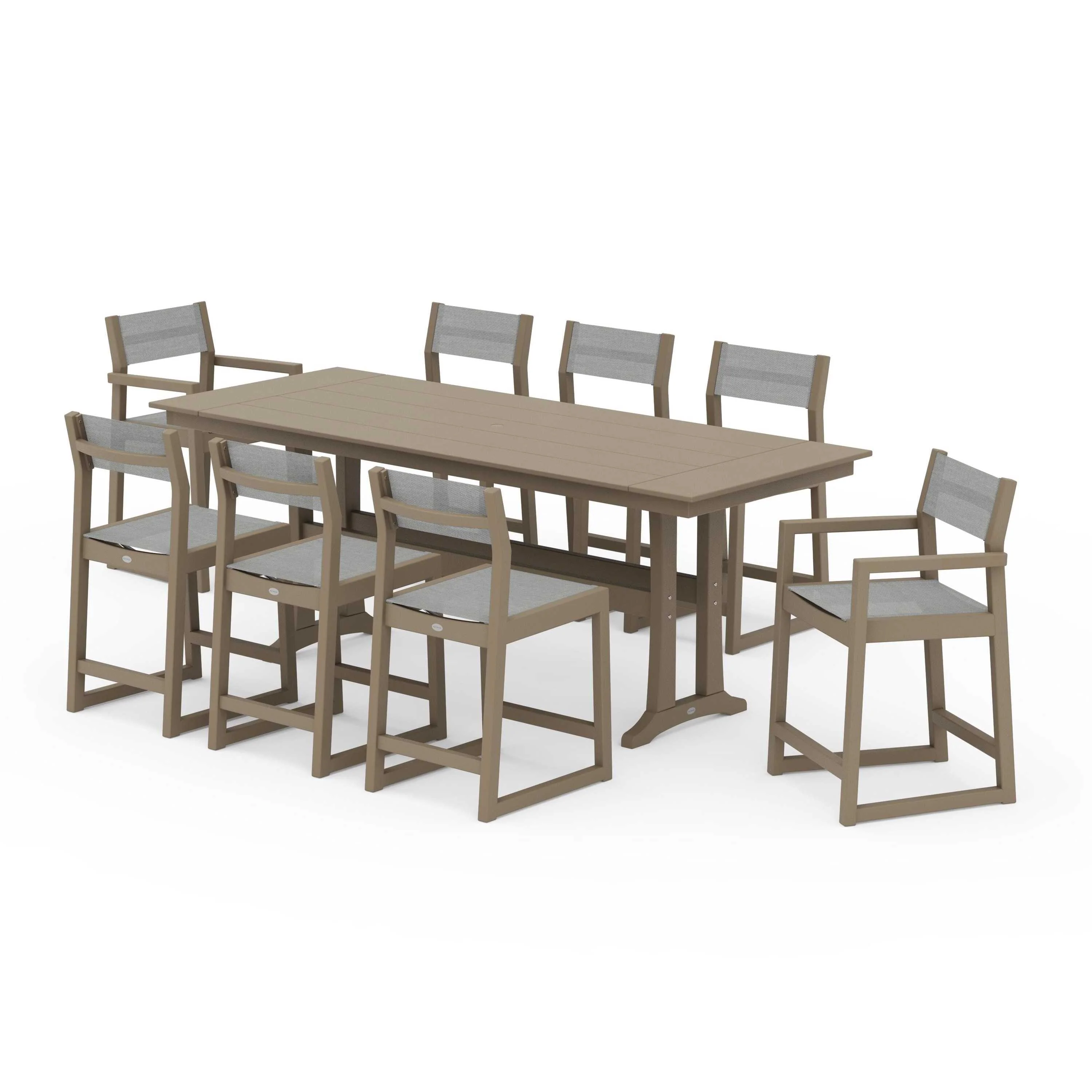 EDGE Sling 9-Piece Farmhouse Counter Set with Trestle Legs - Image 97