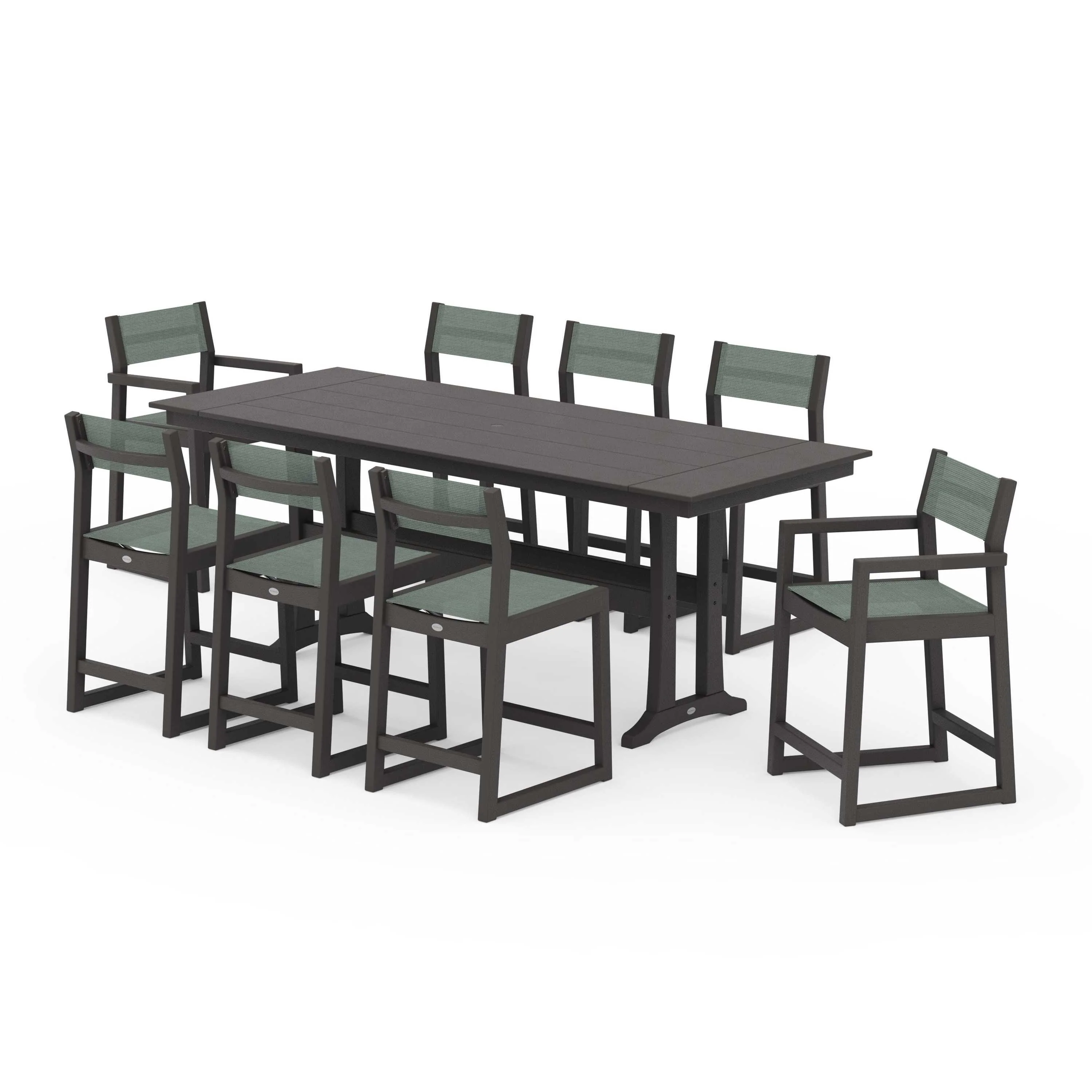 EDGE Sling 9-Piece Farmhouse Counter Set with Trestle Legs - Image 98