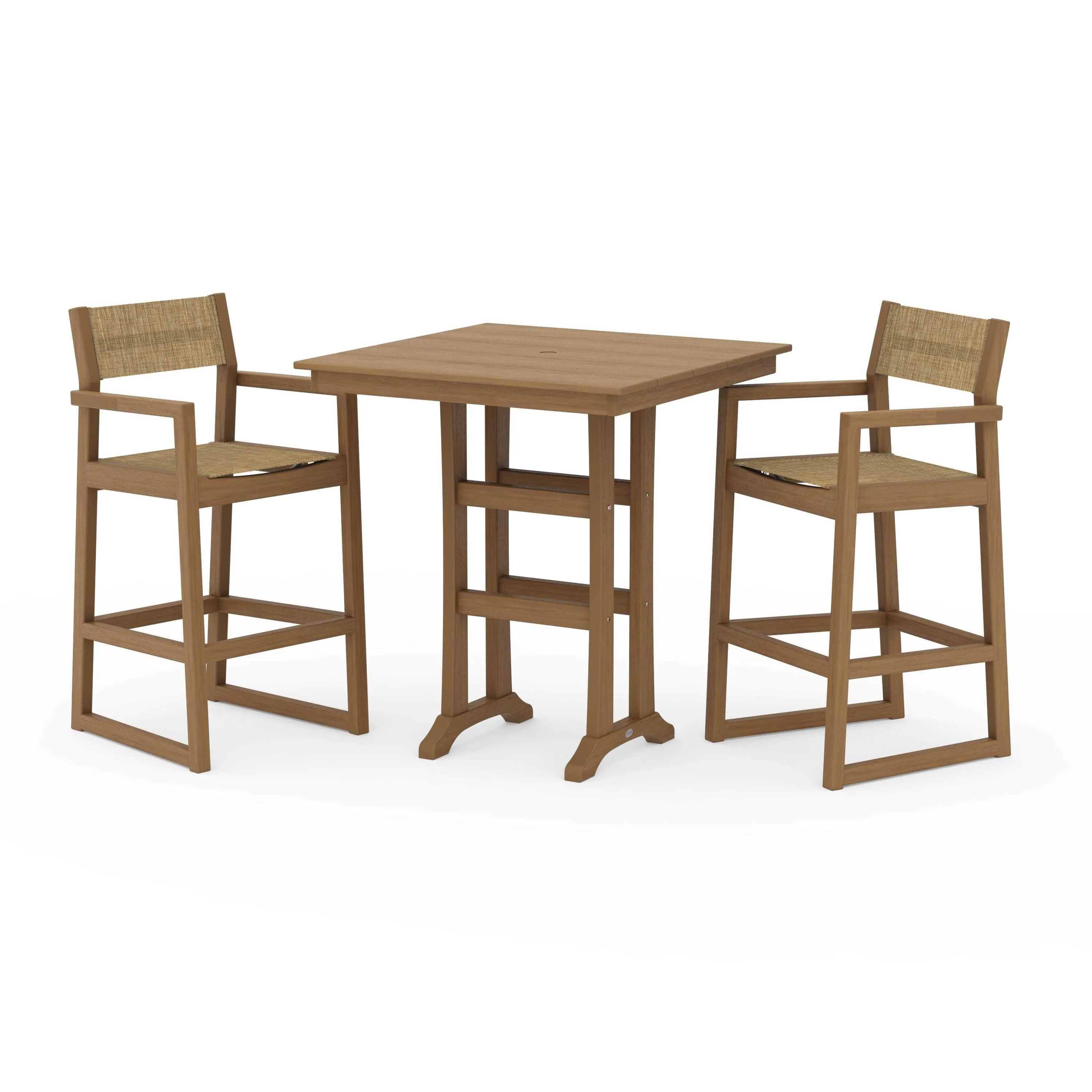 EDGE Sling Arm Chair 3-Piece Farmhouse Bar Set with Trestle Legs - Image 101