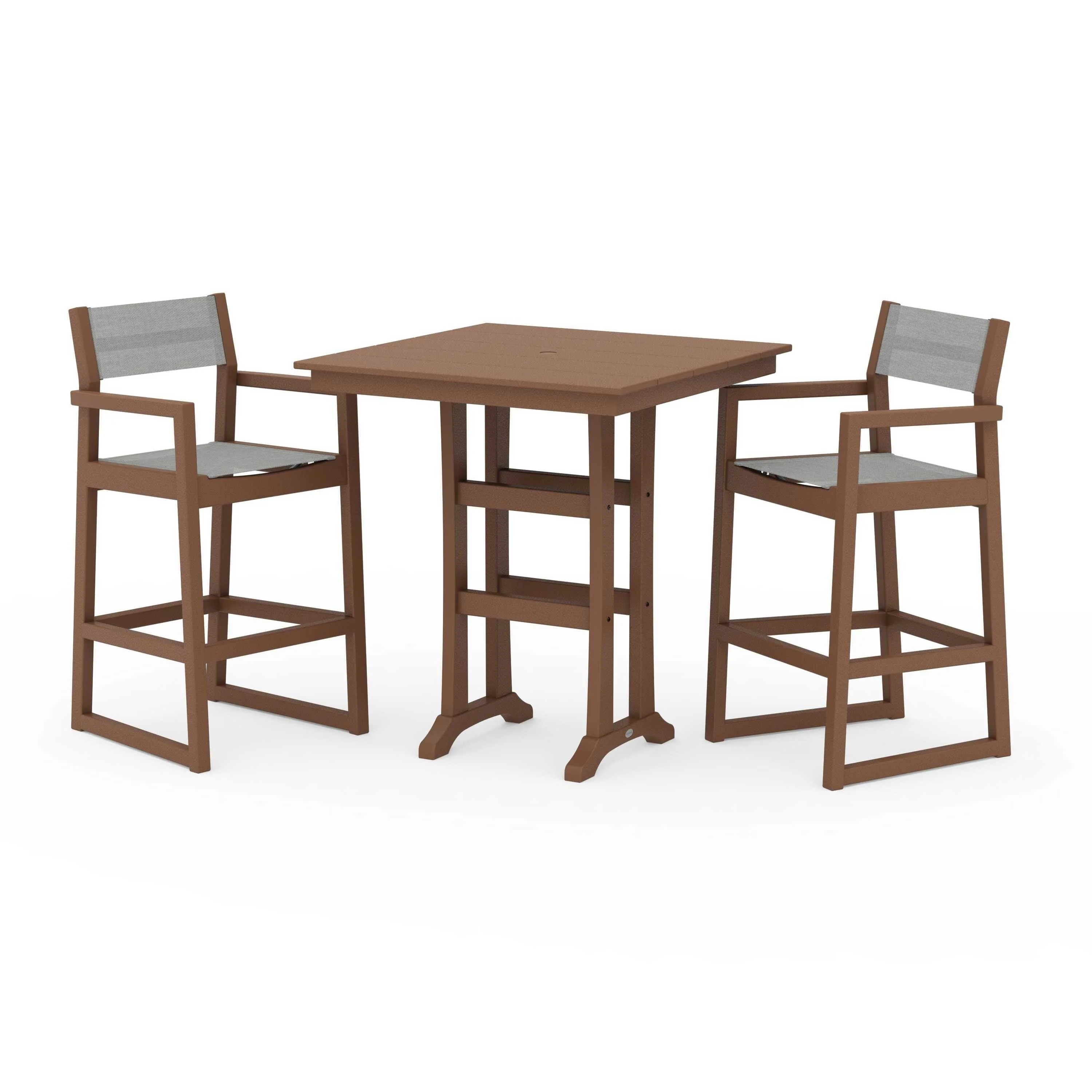 EDGE Sling Arm Chair 3-Piece Farmhouse Bar Set with Trestle Legs - Image 103