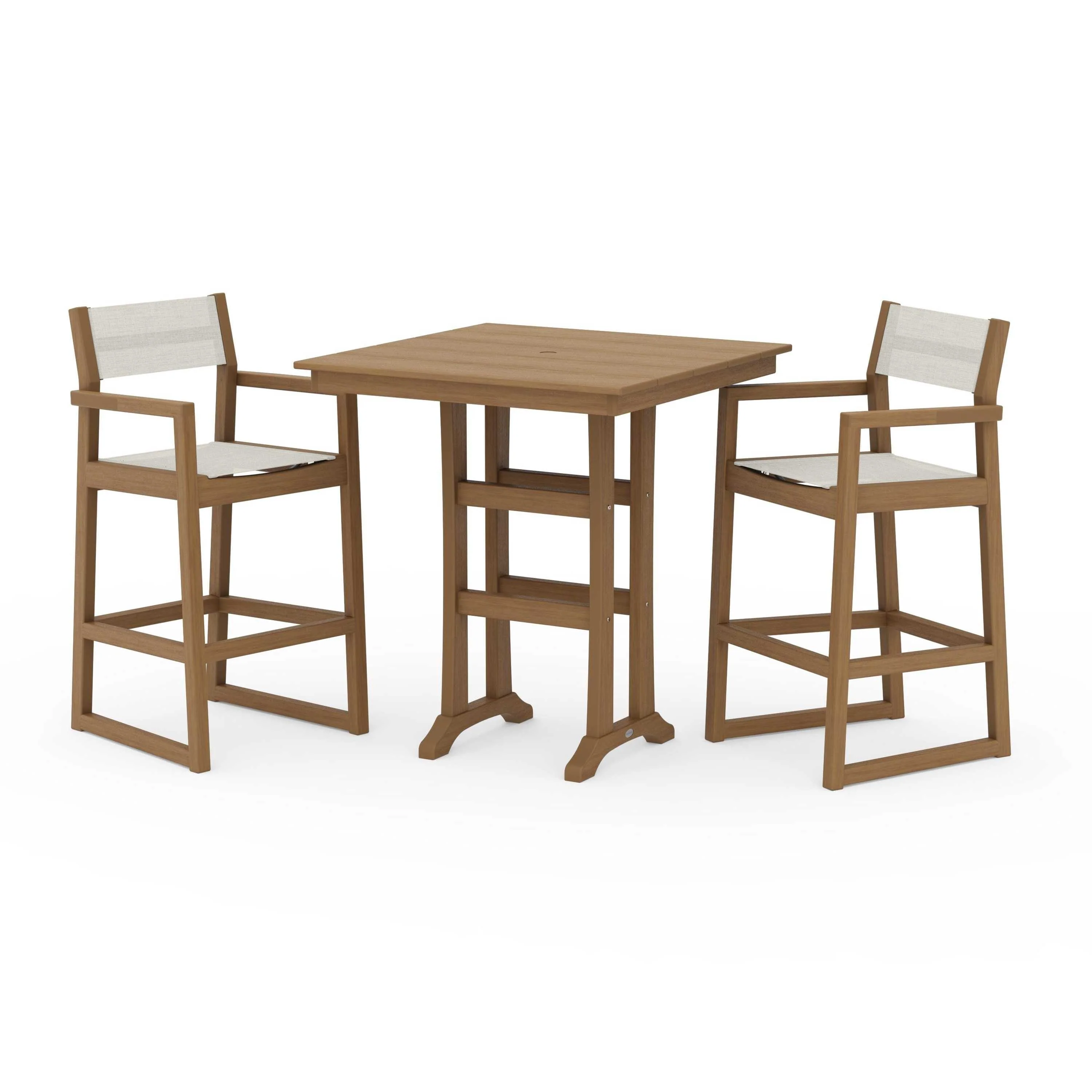 EDGE Sling Arm Chair 3-Piece Farmhouse Bar Set with Trestle Legs - Image 107