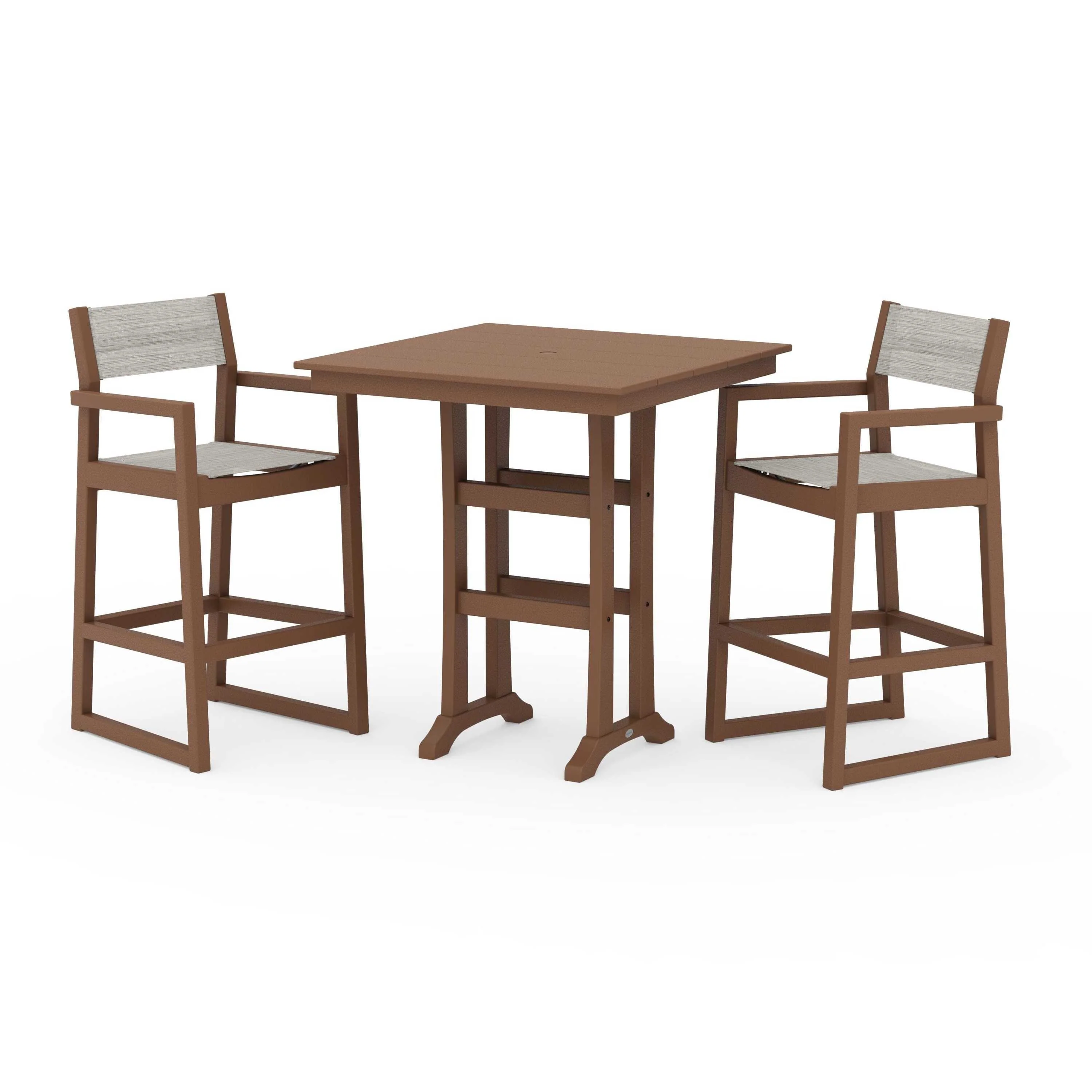 EDGE Sling Arm Chair 3-Piece Farmhouse Bar Set with Trestle Legs - Image 108