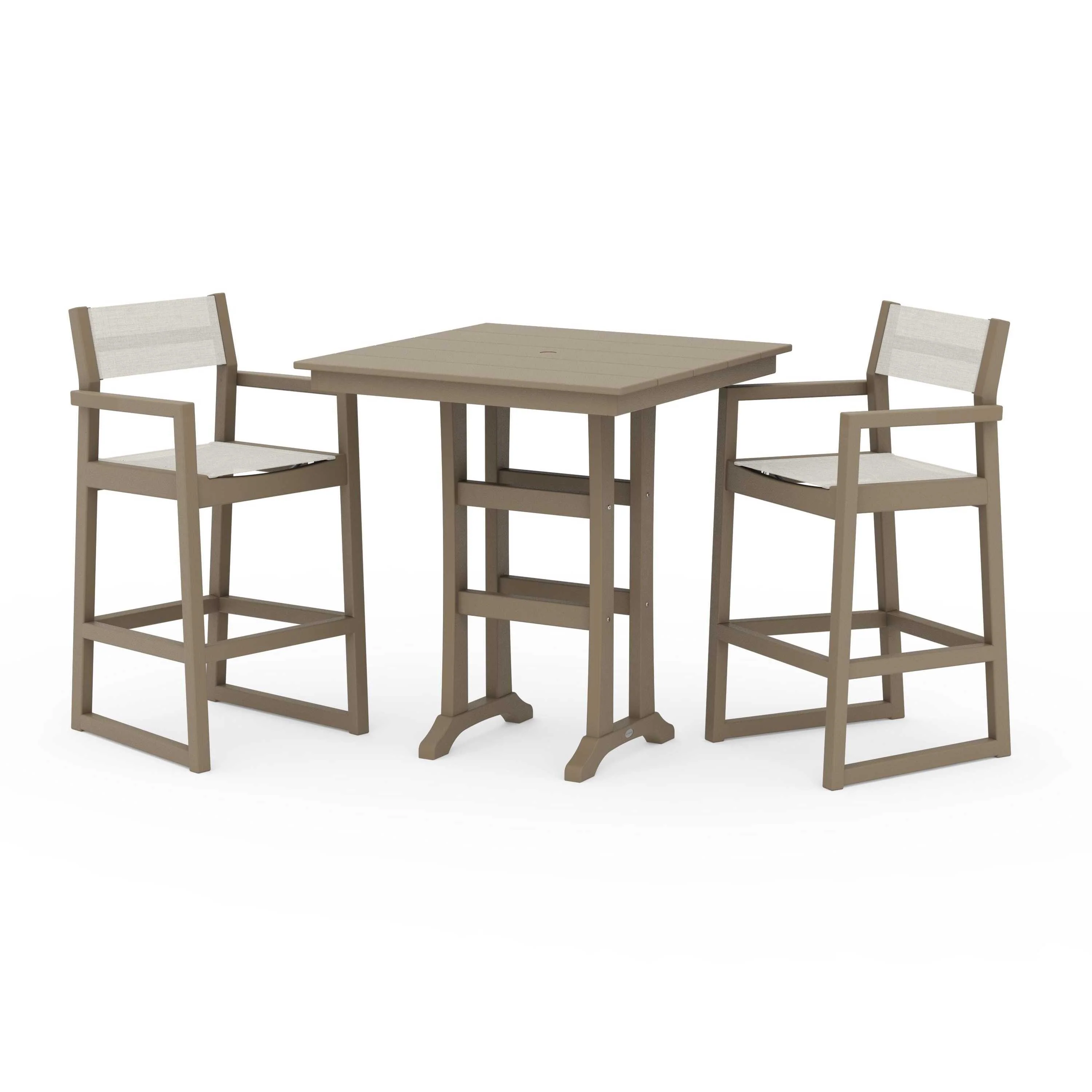 EDGE Sling Arm Chair 3-Piece Farmhouse Bar Set with Trestle Legs - Image 111